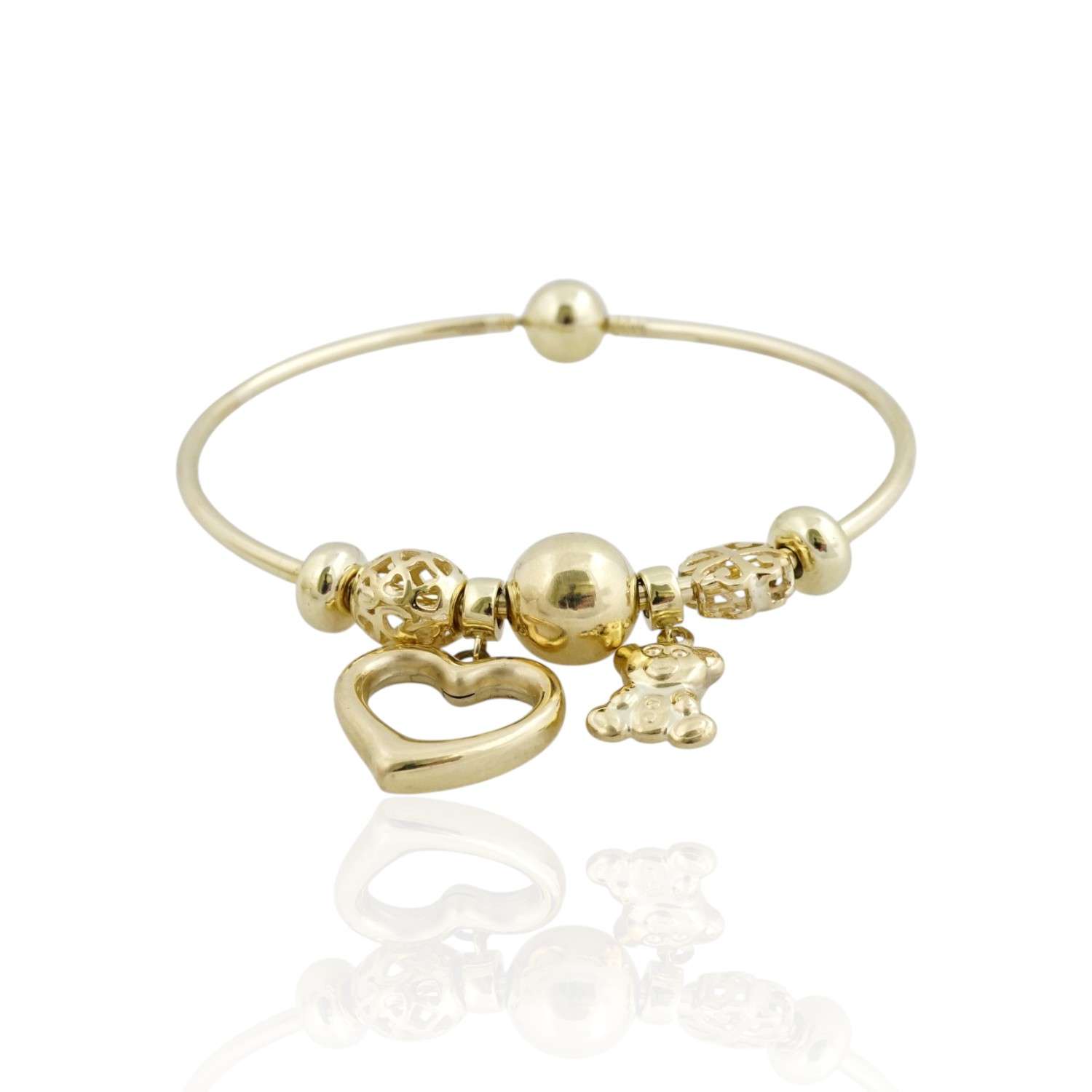 10k Yellow Gold Charms Bangle Bracelet