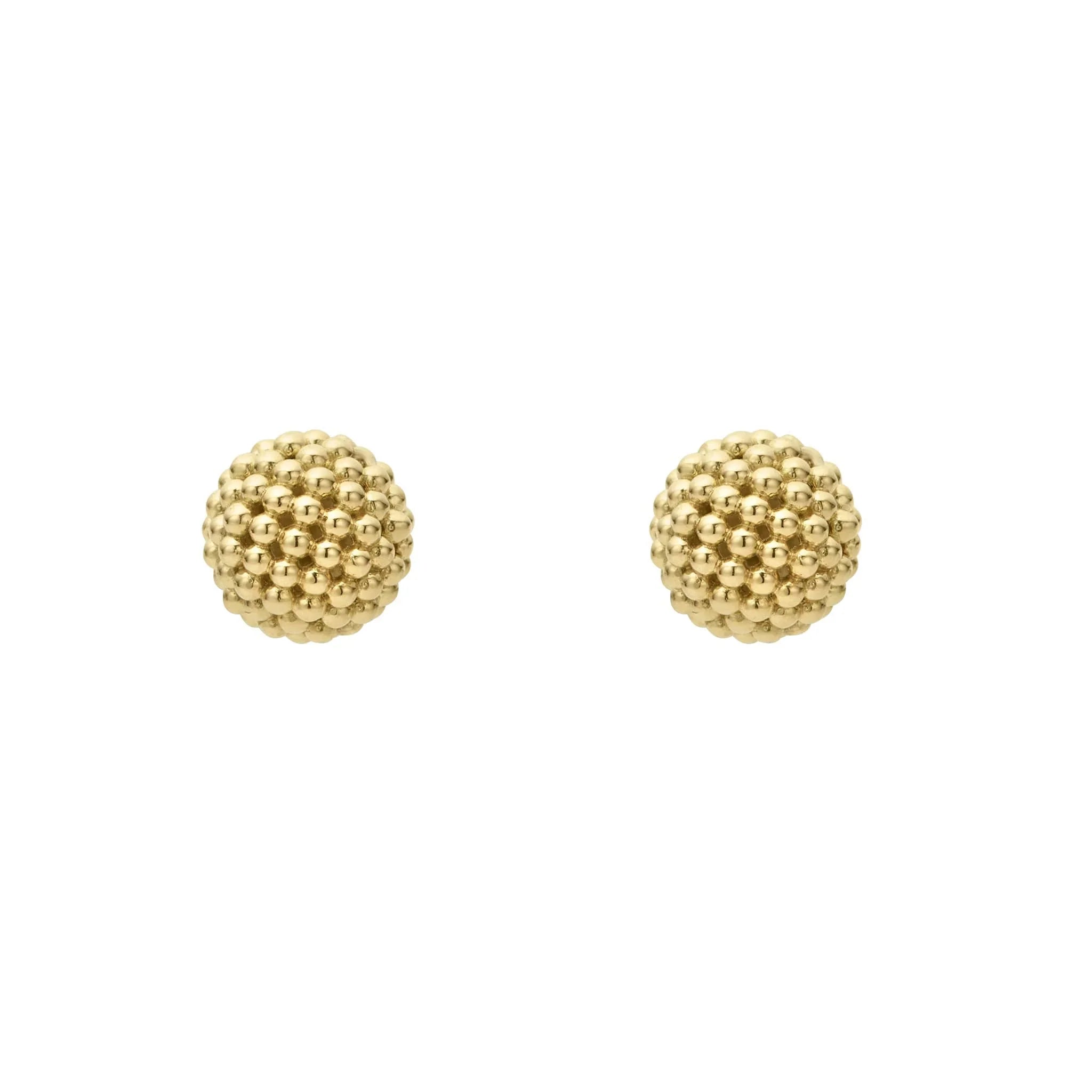 Beaded 18K Gold Stud Earrings