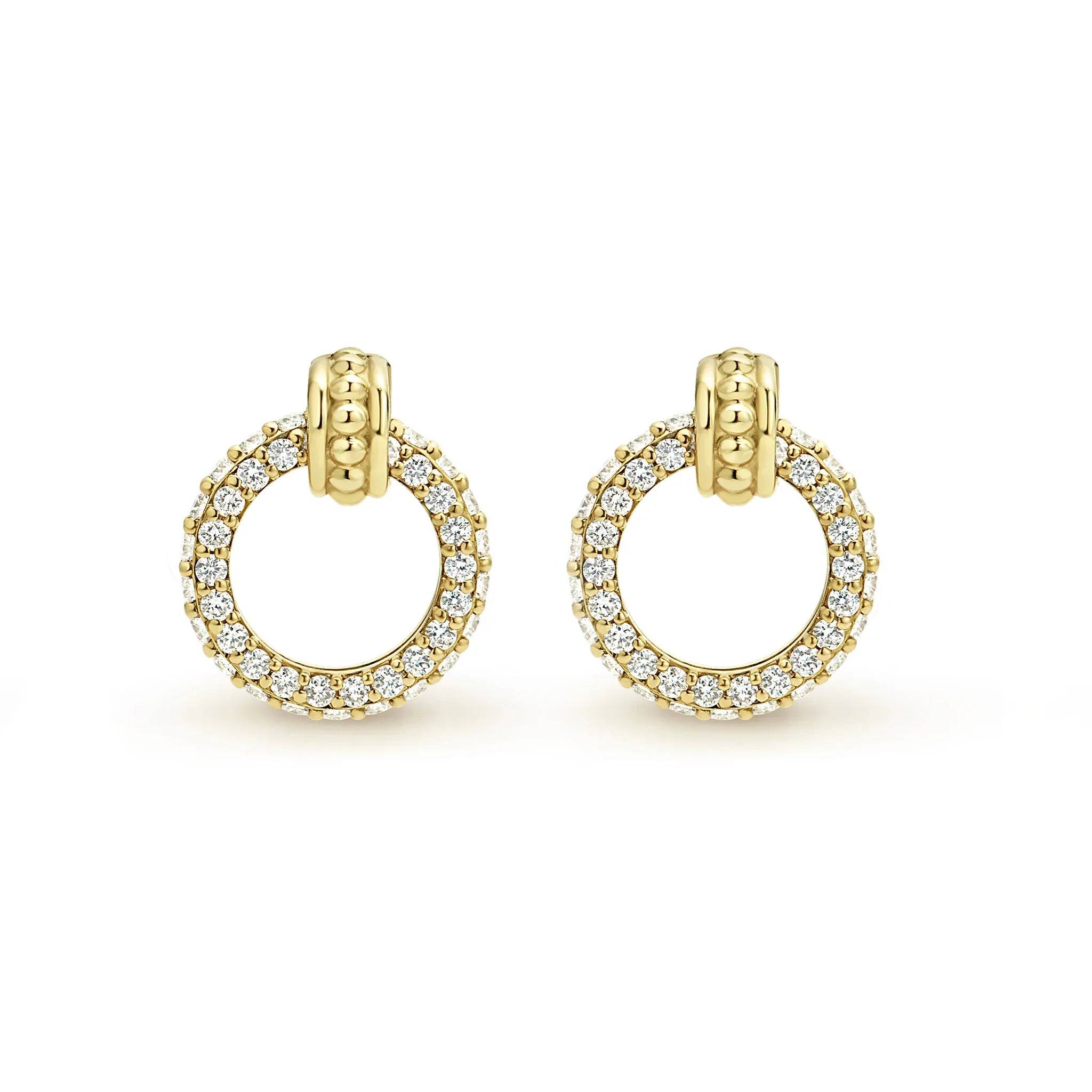 18K Gold Circle Diamond Stud Earrings