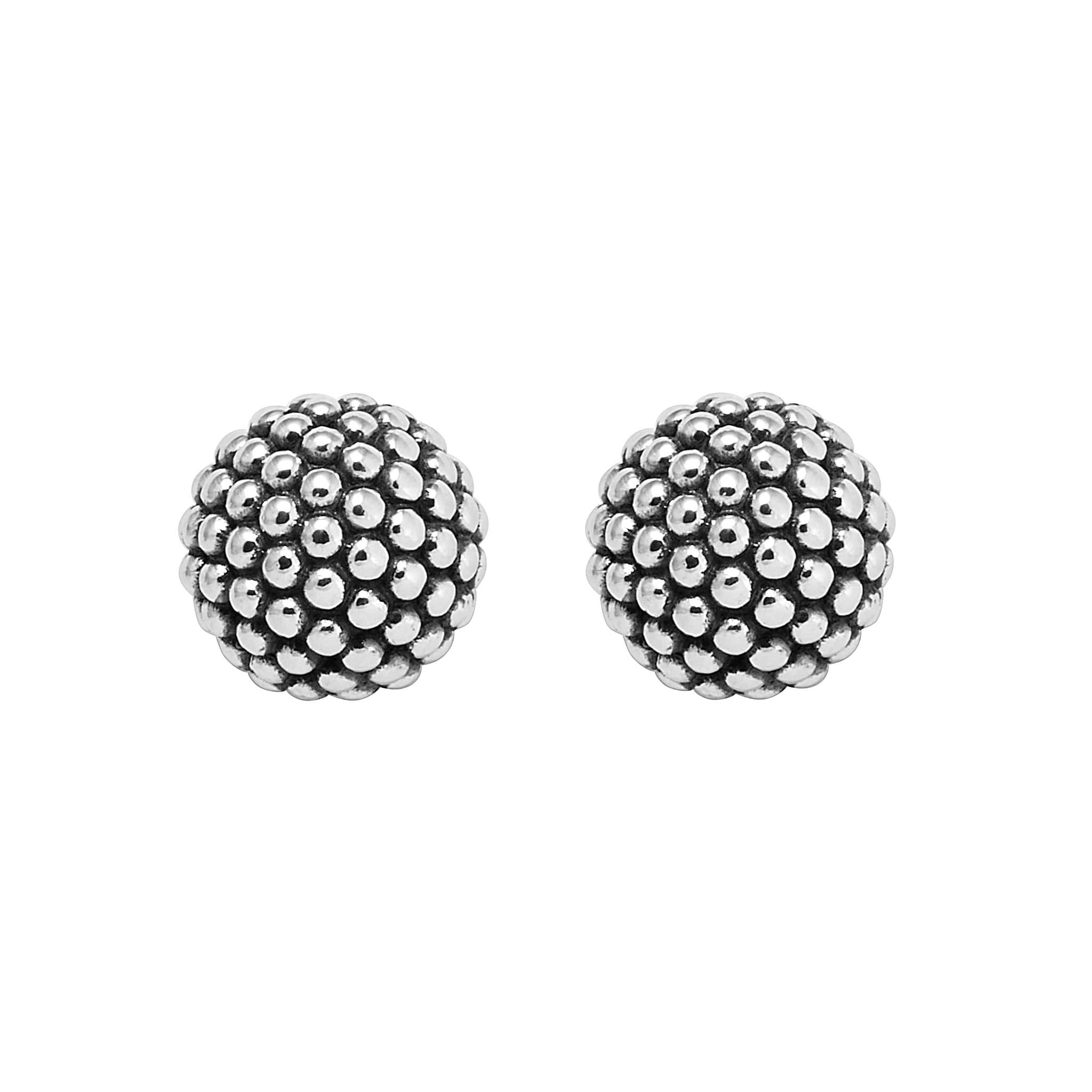 Beaded Silver Stud Earrings