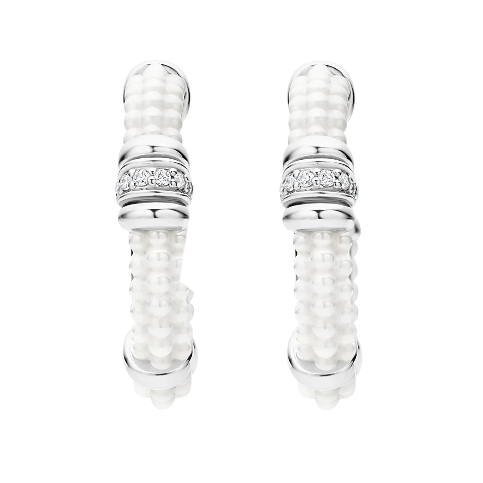 Ceramic and Diamond Hoop Earrings