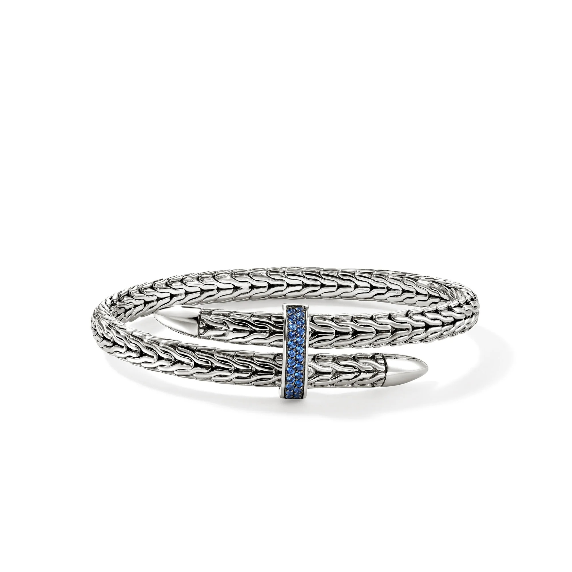 Sterling Silver Spear Flex Cuff With Blue Sapphires