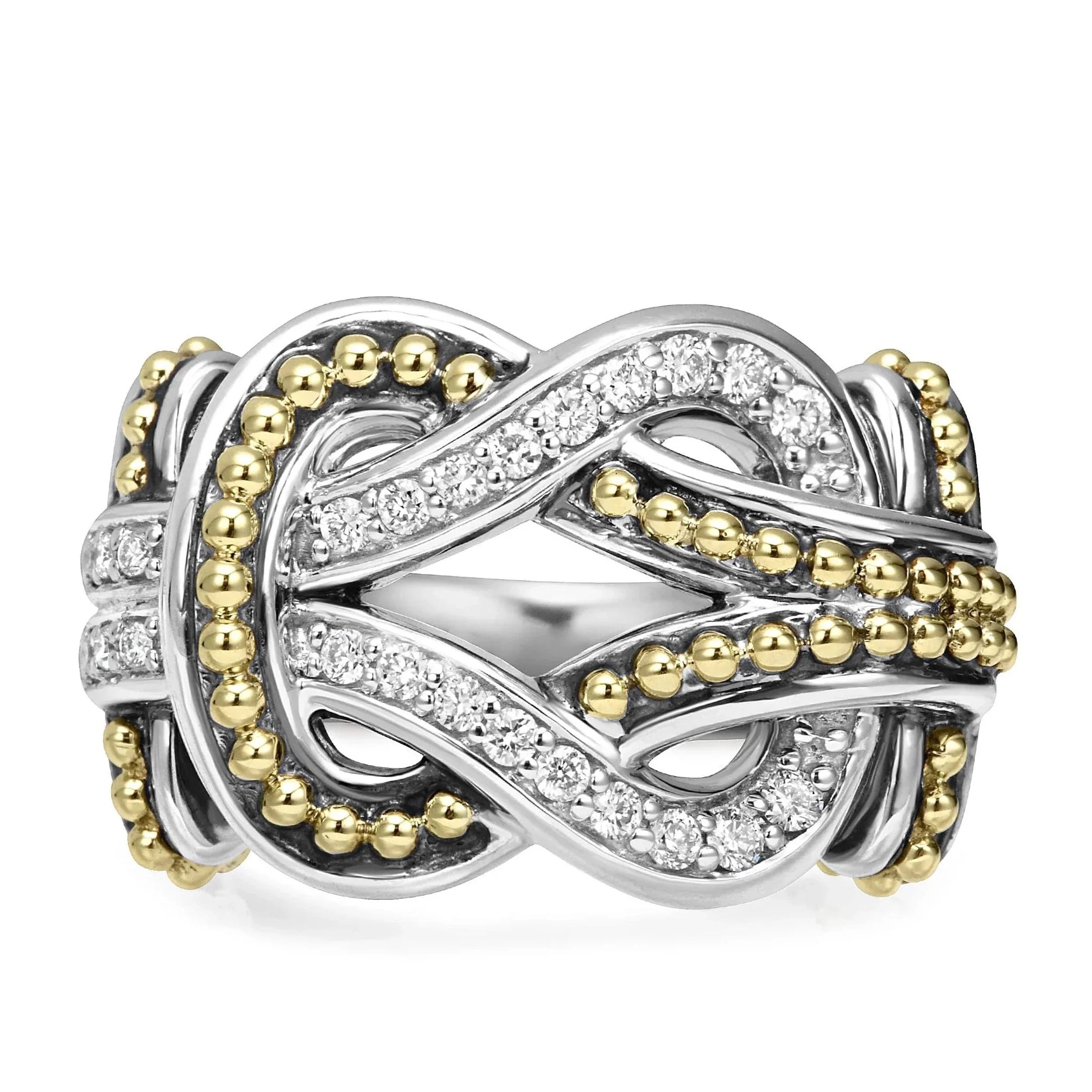 Two-Tone Knot Diamond Statement Ring