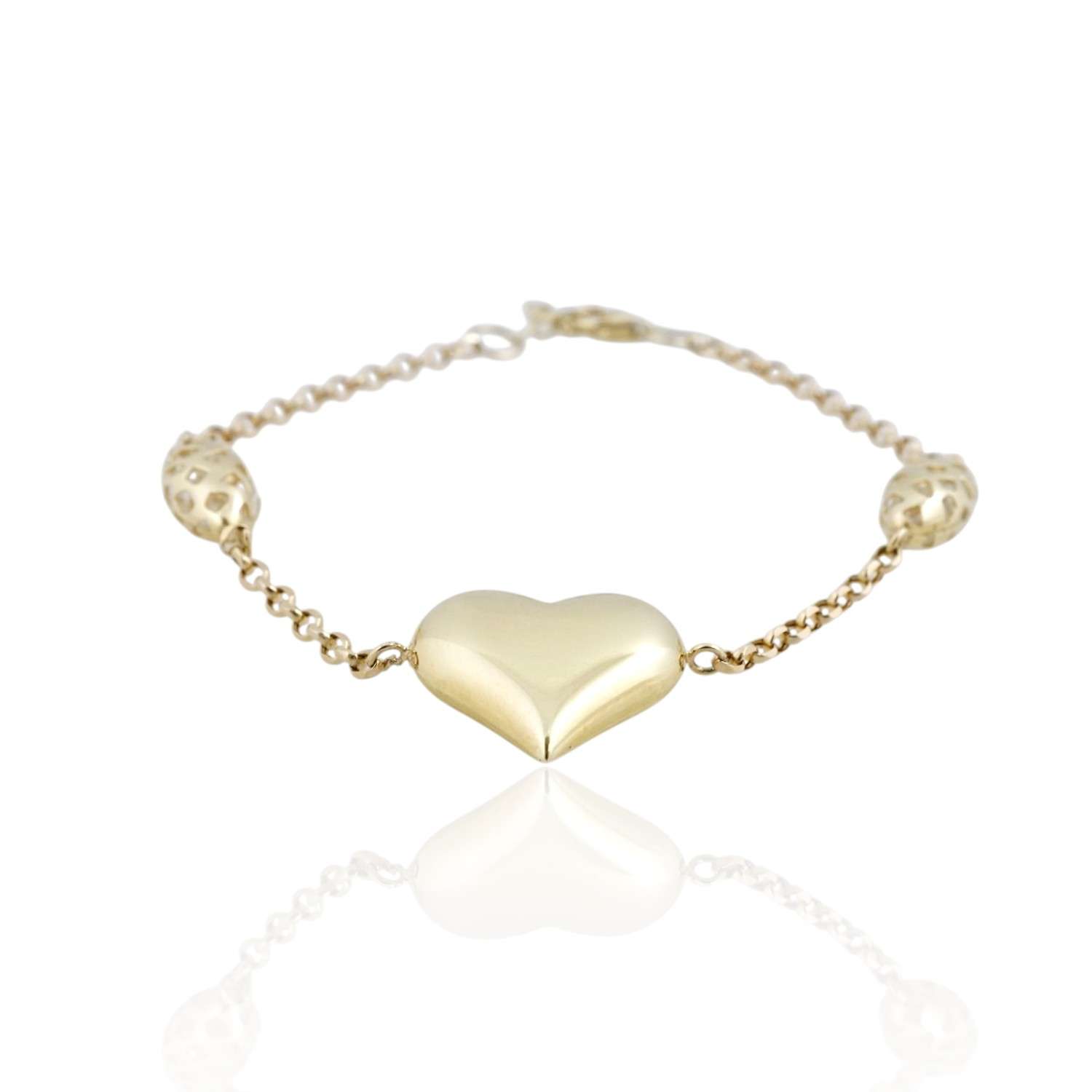 10k Yellow Gold Plain Heart Bracelet