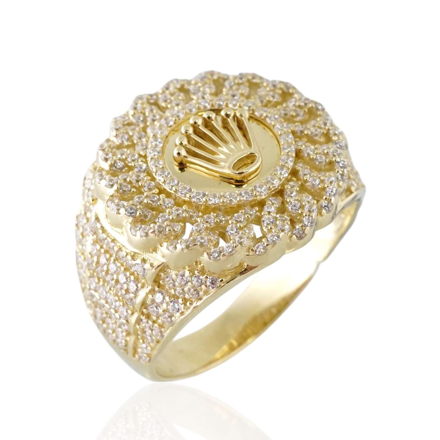 10k Yellow Gold Full Zircon Crown Ring