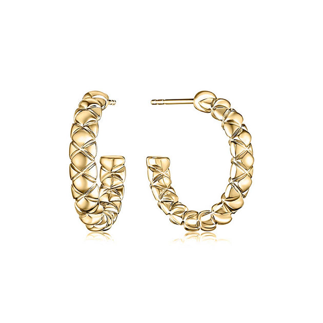 A.Jaffe 14k Yellow Gold Small Quilted Round Hoop Earrings – ER3229A/PL