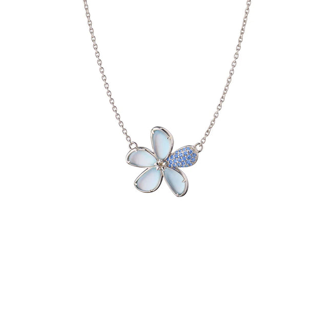 Monica Rich Kosann Mother of Pearl and Blue Topaz Doublet Flower Necklace – CH-41775