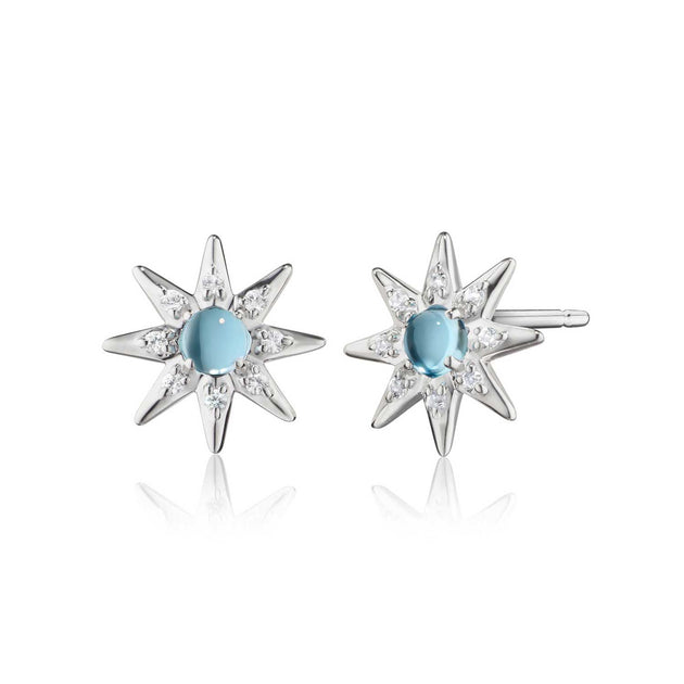 Monica Rich Kosann Sterling Silver Blue Topaz and White Sapphire Star Stud Earrings – 45125