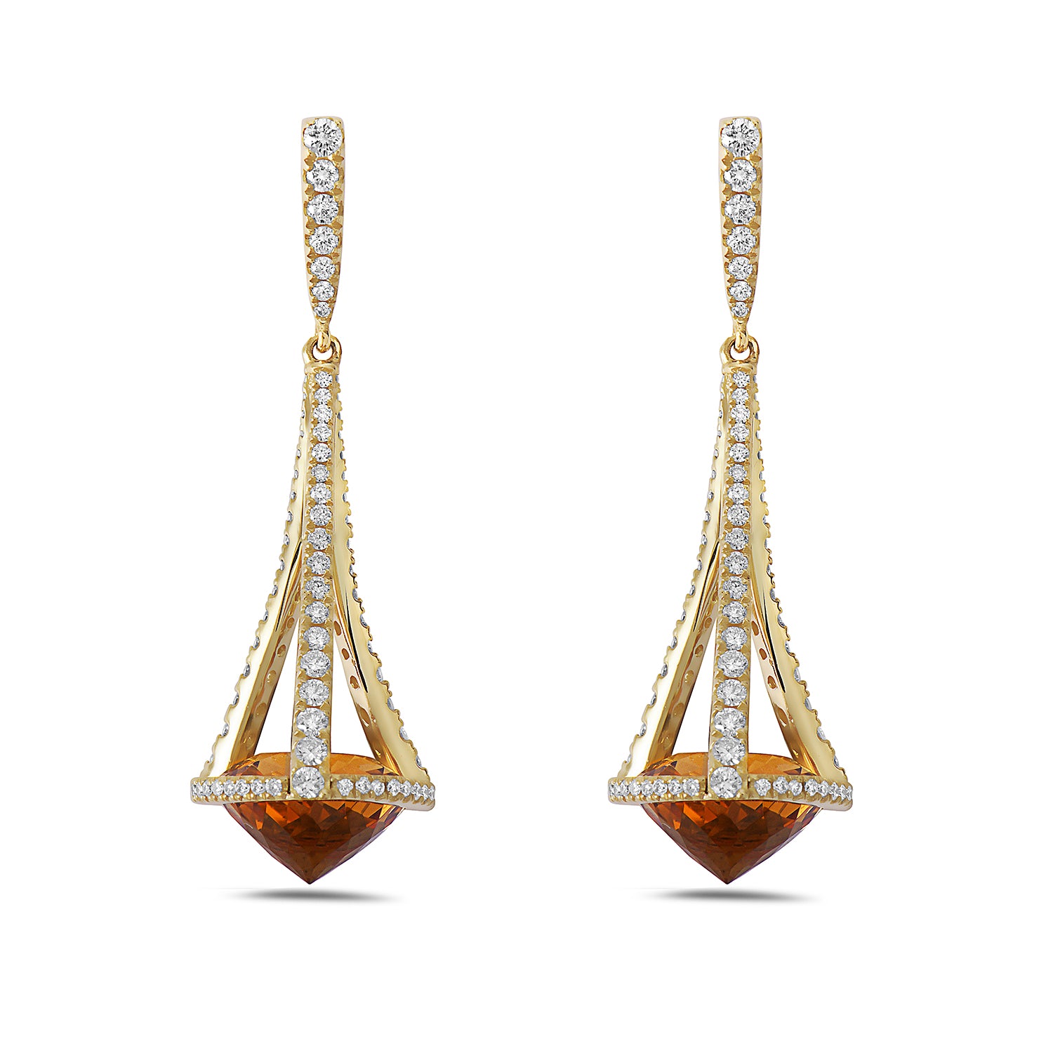 Diamond and Citrine Chandelier Earring