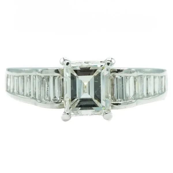 1.26ct Emerald Cut Center Diamond in a .71ctw and Platinum Setting - G Color VS Clarity