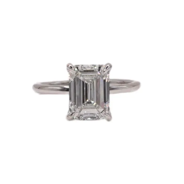 3.09 Emerald Cut Diamond Band- 14k White Gold