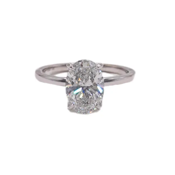 3.03ct Oval Lab Grown Diamond Band- 14k White Gold
