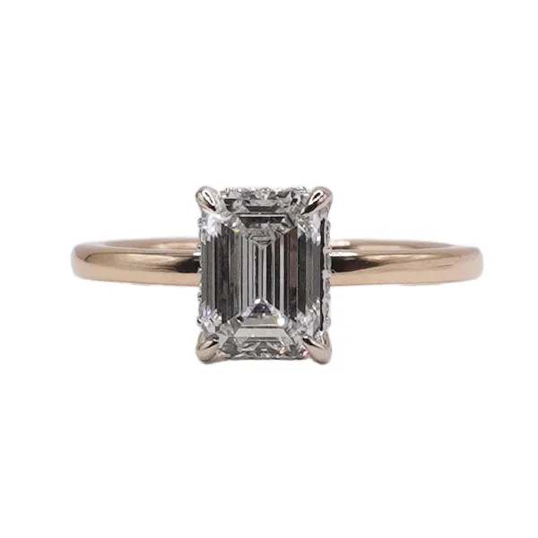 2.07ct Emerald Cut Lab Grown Diamond with Hidden Halo Ring- 14k Two Tone
