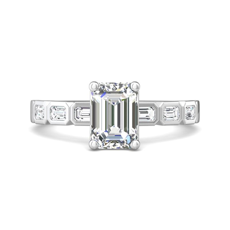 Martin Flyer - 2.00ct Emerald Lab Diamond Ring with Bezel Accents – 14K White Gold