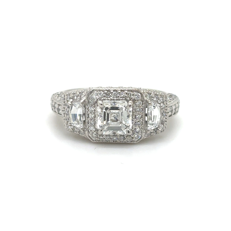 3-Stone Asscher Diamond Engagement Ring