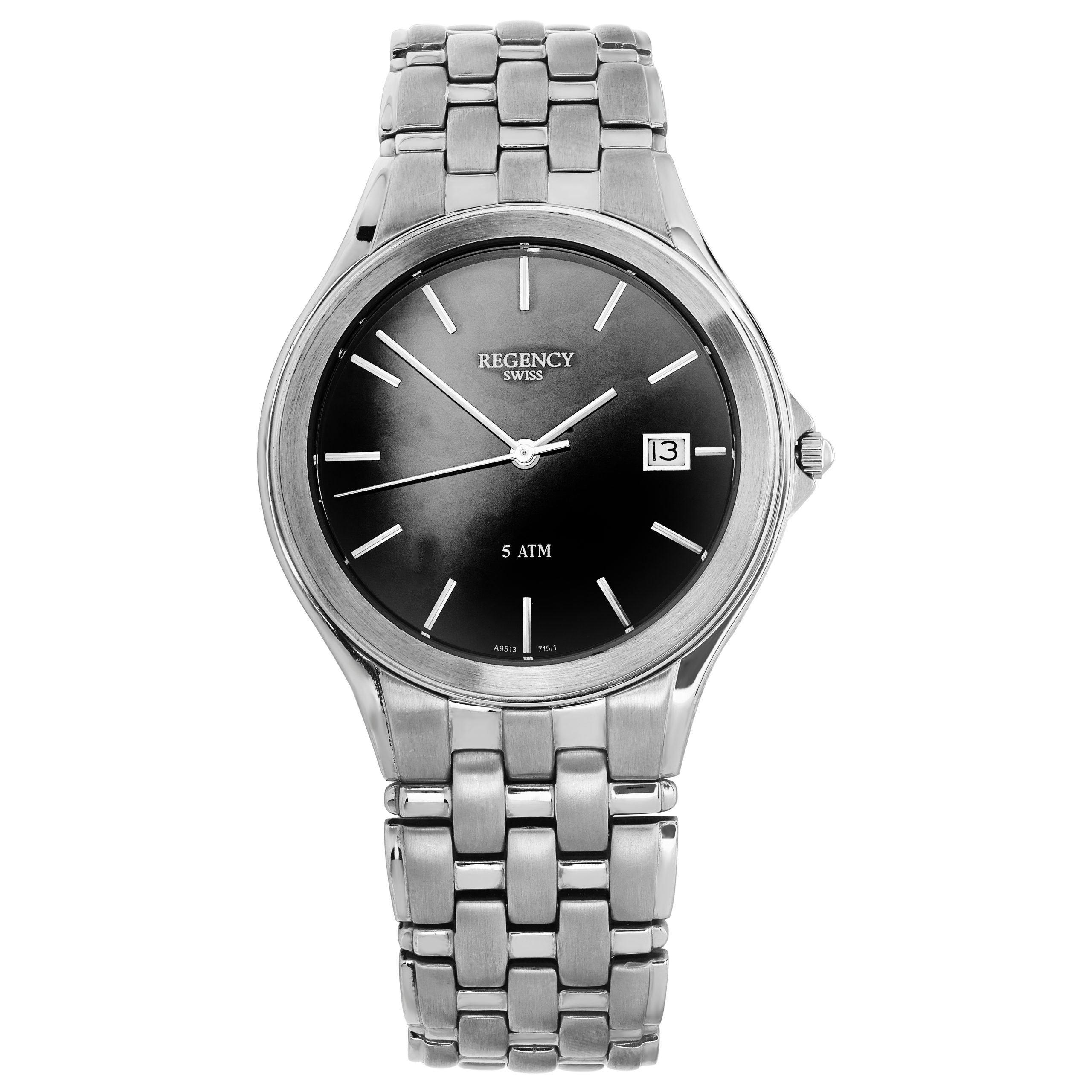 Regency Men's Stainless Steel Black Dial Watch