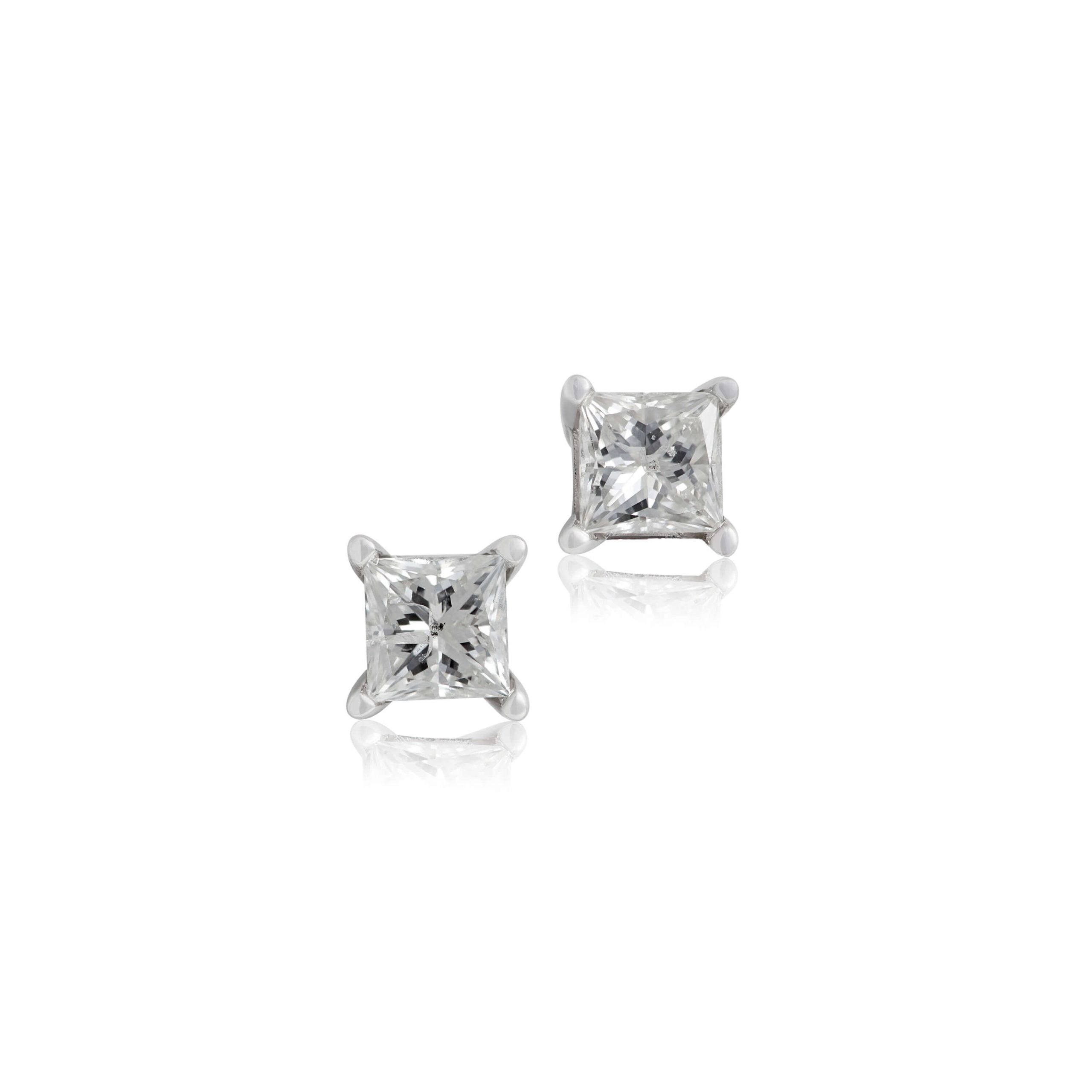 Princess Cut Diamond Solitaire Stud Earrings 14K, 1/4 ctw.