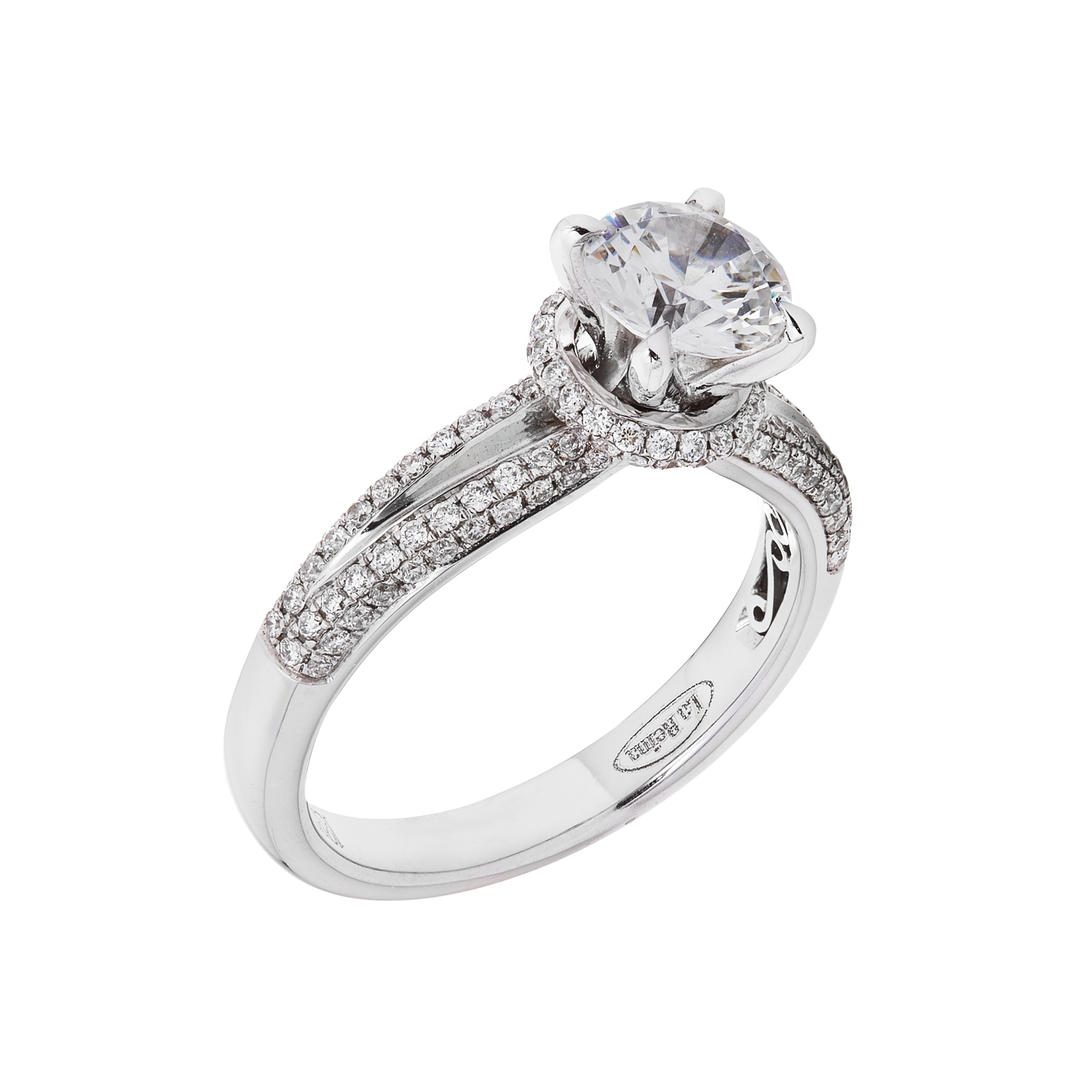 La Reina Brand 18kw .48ctw Diamond Semi-Mount CZ Center