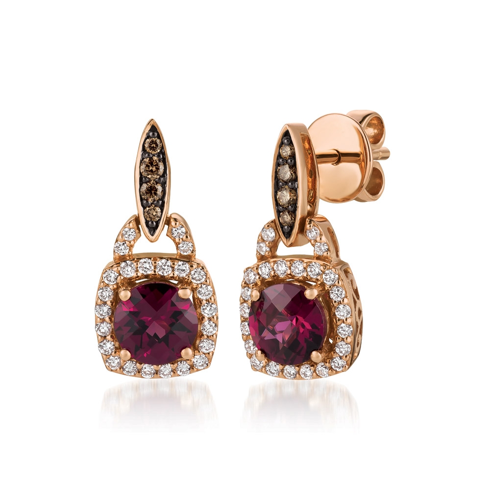 Le Vian 1.600 Ctw Rhodelite Earrings 14kt Strawberry Gold