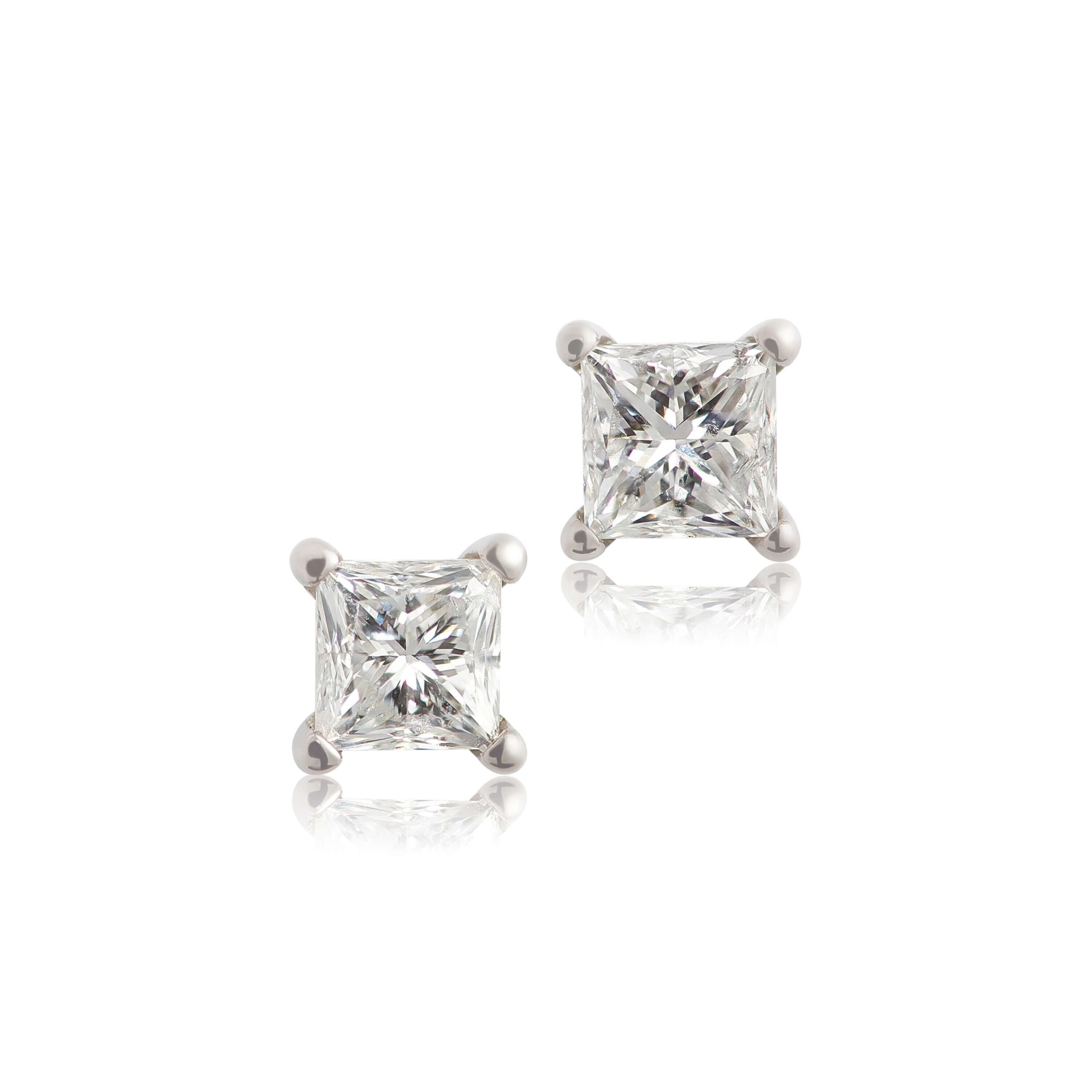 Princess Cut Diamond Solitaire Stud Earrings 14K, 1/2 ctw.