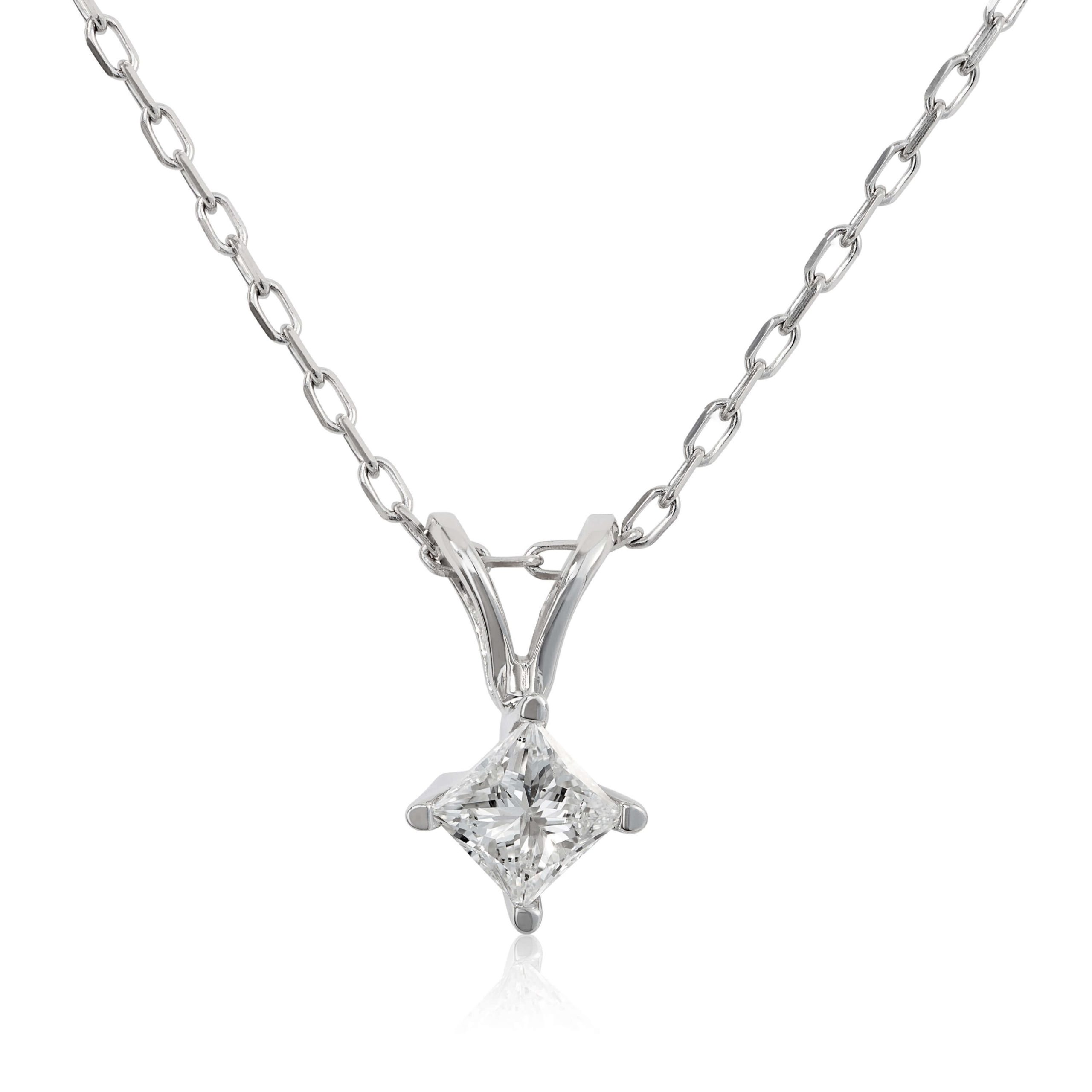 Princess Cut Diamond Solitaire Necklace 14K, 1/4 ct.
