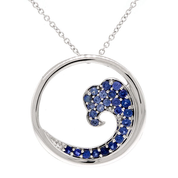Ombre Sapphire Ocean Wave necklace 14K