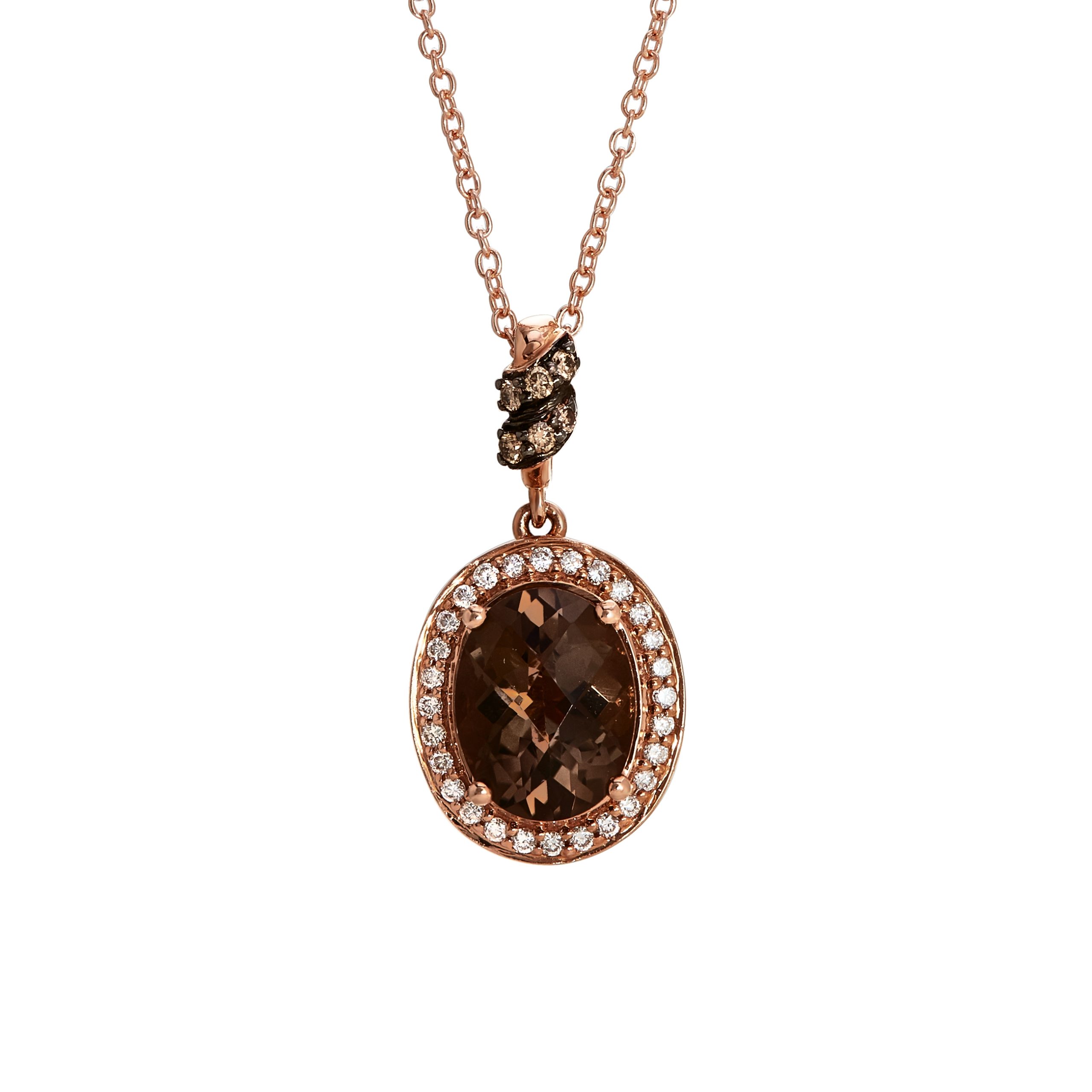 Le Vian 14k Strawberry Gold Chocolate Quartz and Vanilla Diamond Pendant