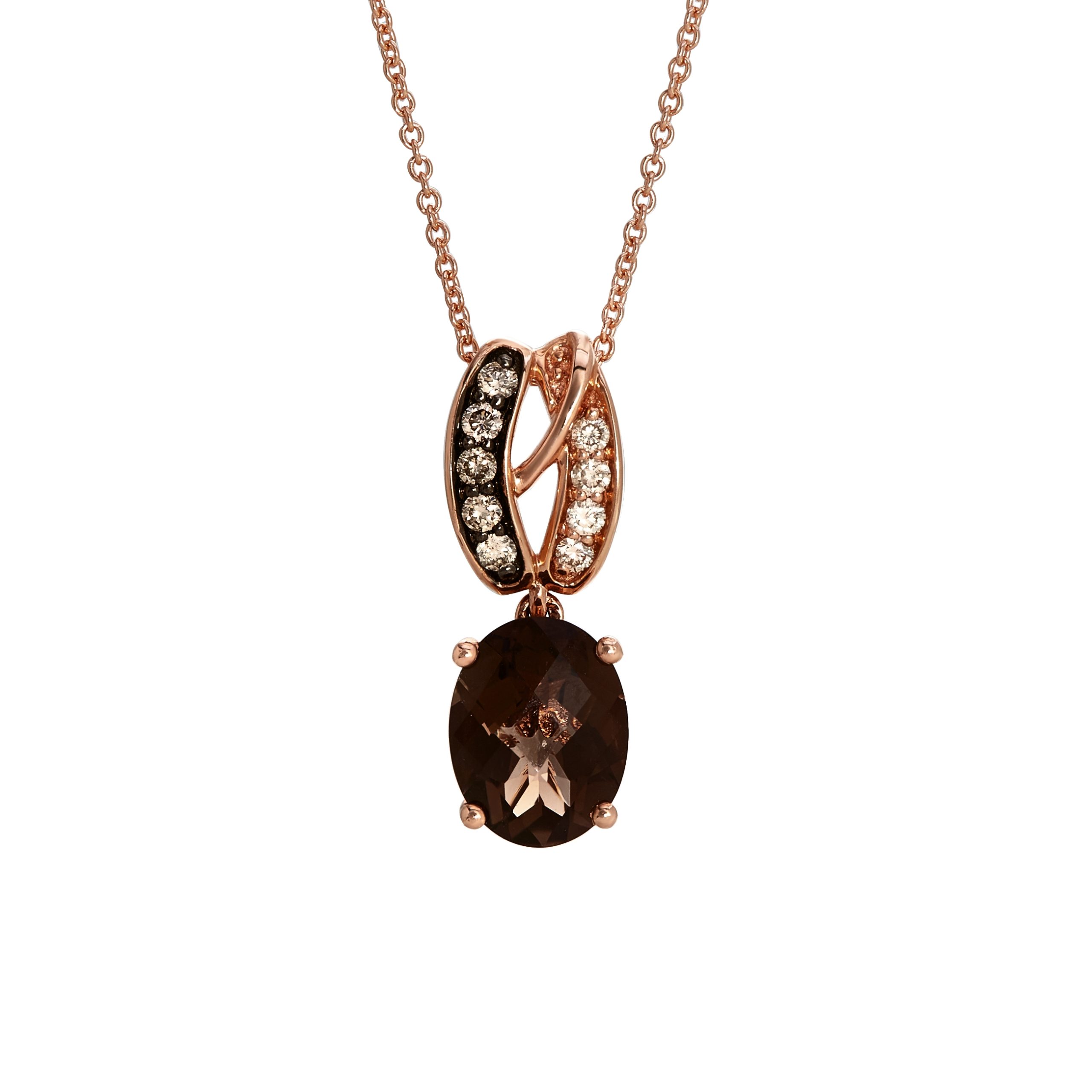 Le Vian 14k Strawberry Gold Chocolate Quartz & Vanilla Diamond Pendant