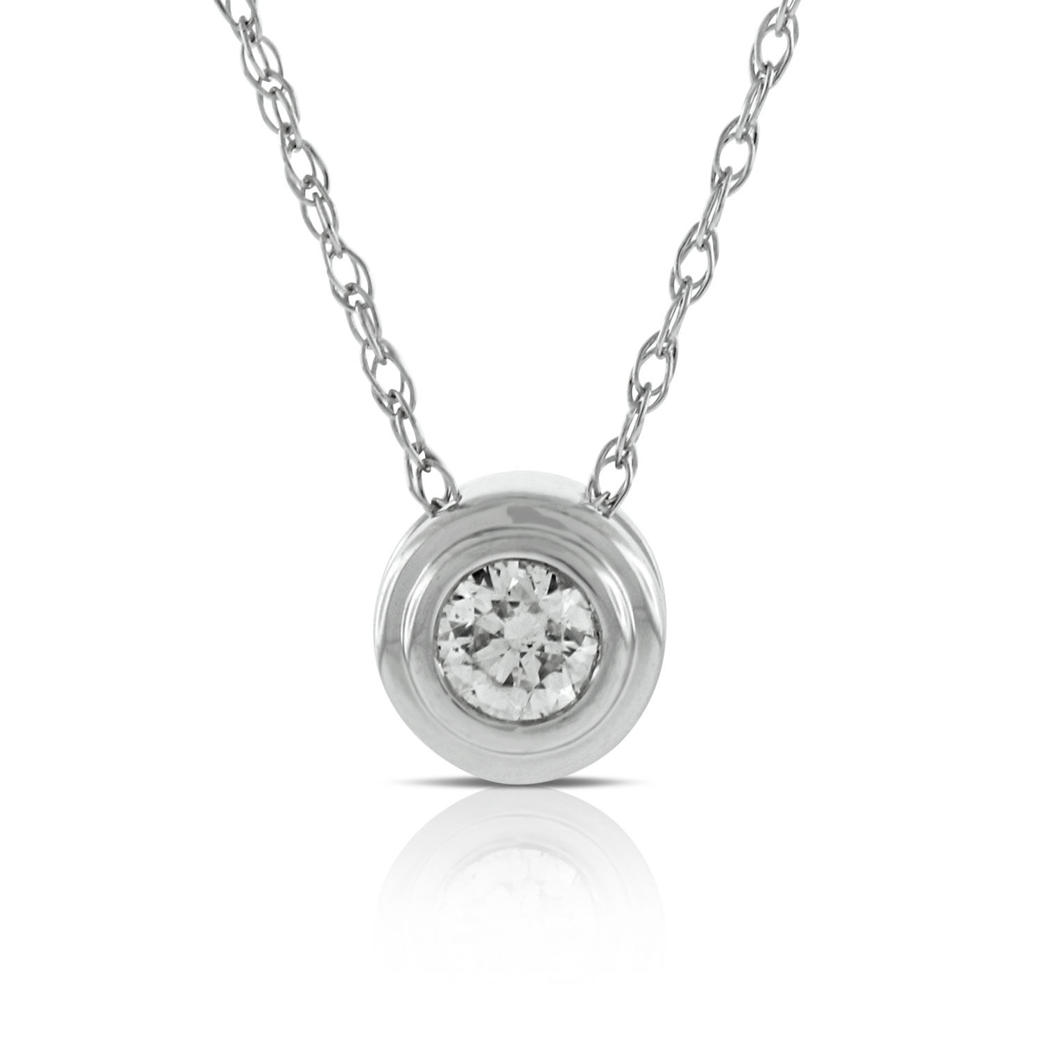 Bezel Set Diamond Pendant 14K