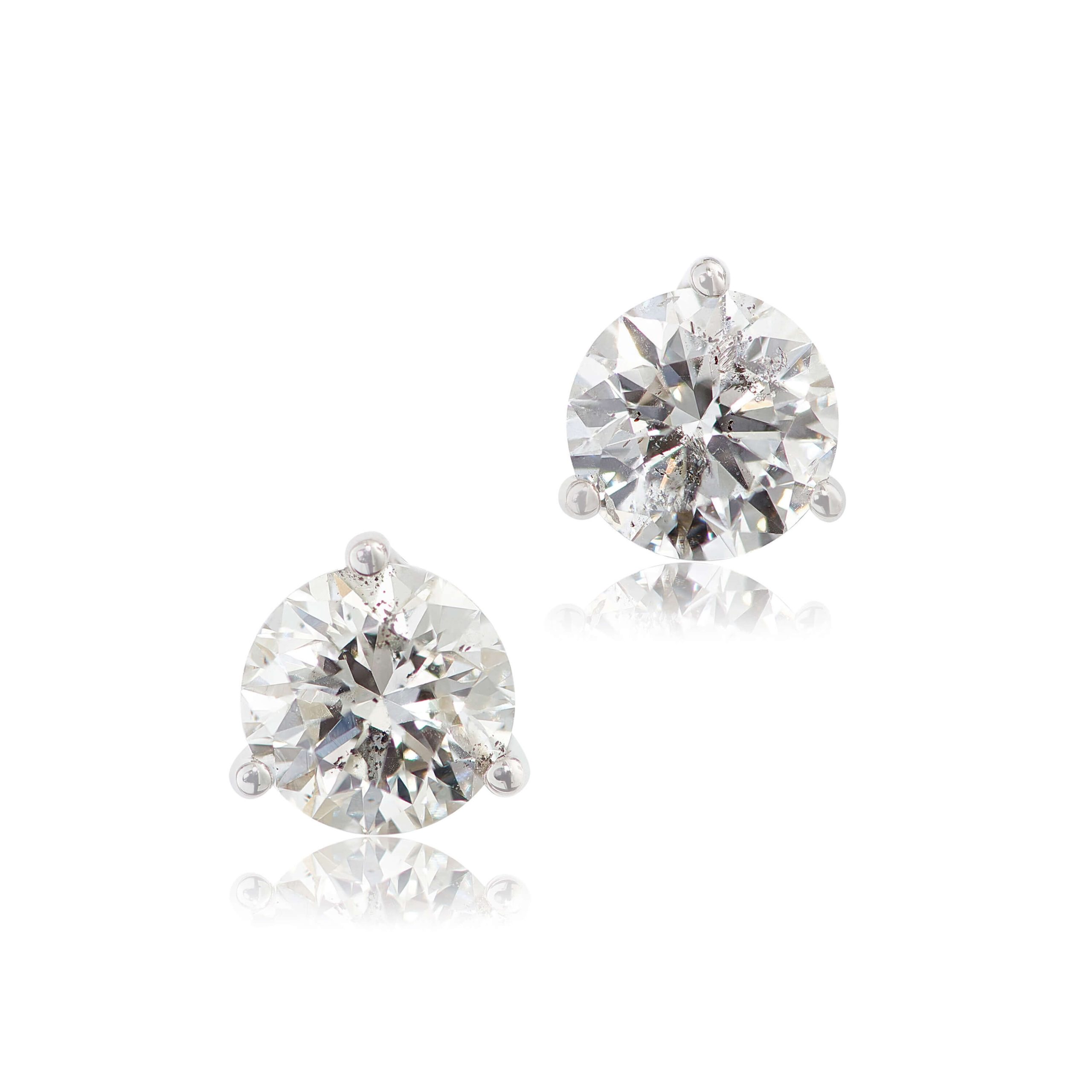 Diamond Solitaire Stud Earrings, 14K White Gold 1 ctw.
