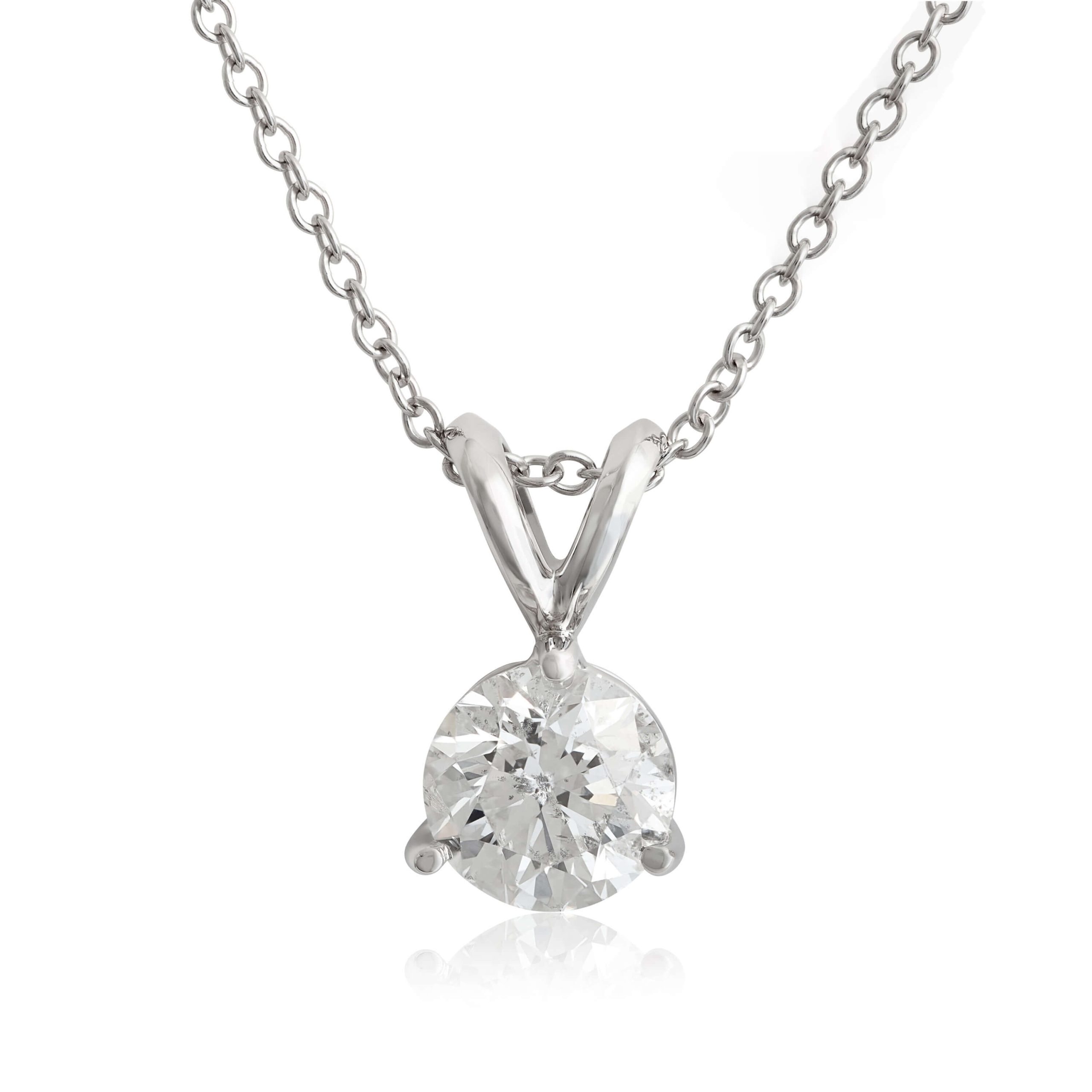 Diamond Solitaire Pendant 14K, 3/4 ct.