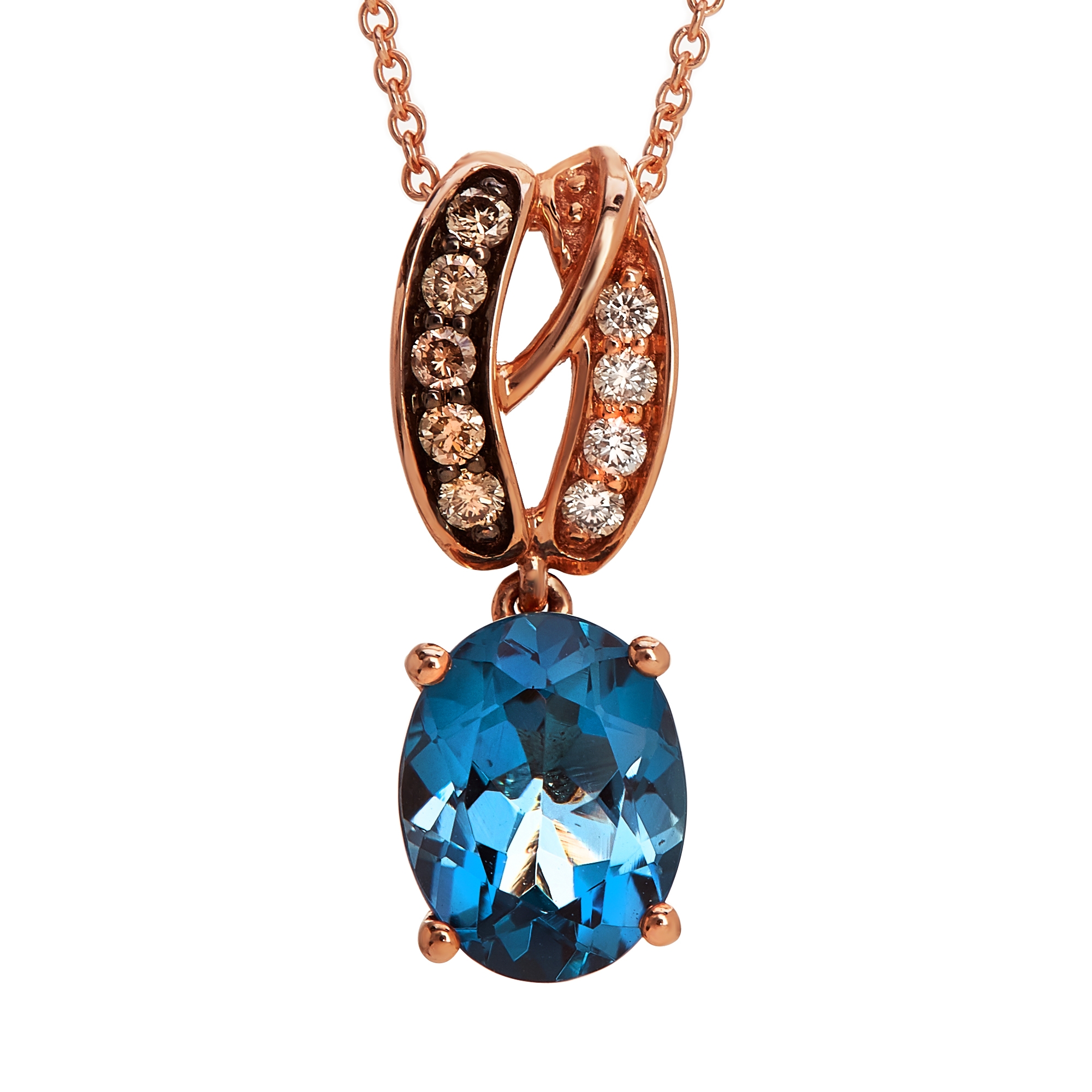 Le Vian .130 Ctw Blue Topaz Pendant / Rose Gold 14 Kt.