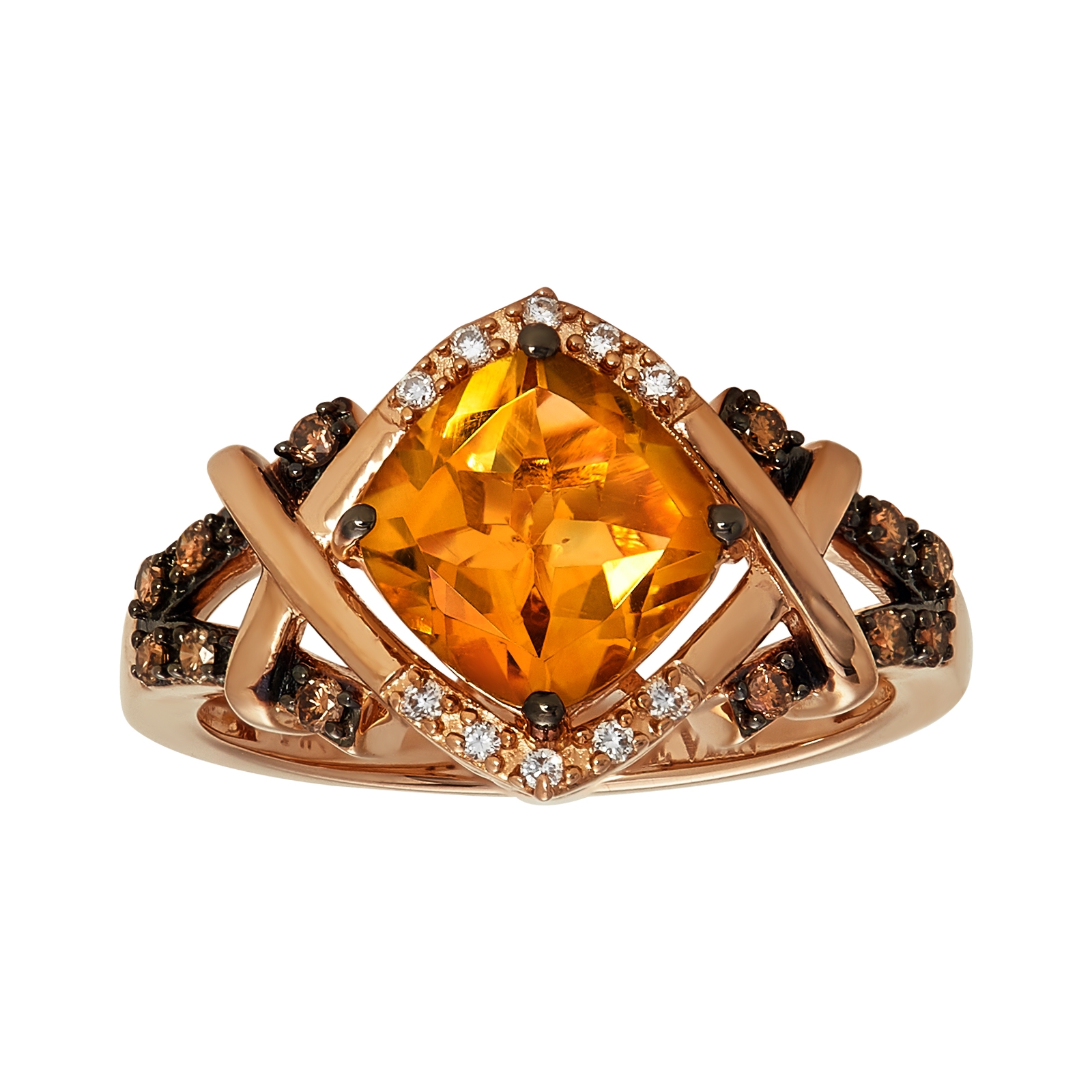 Le Vian .180 Ctw Diamond & Citrine Ring / 14k Strawberry Gold