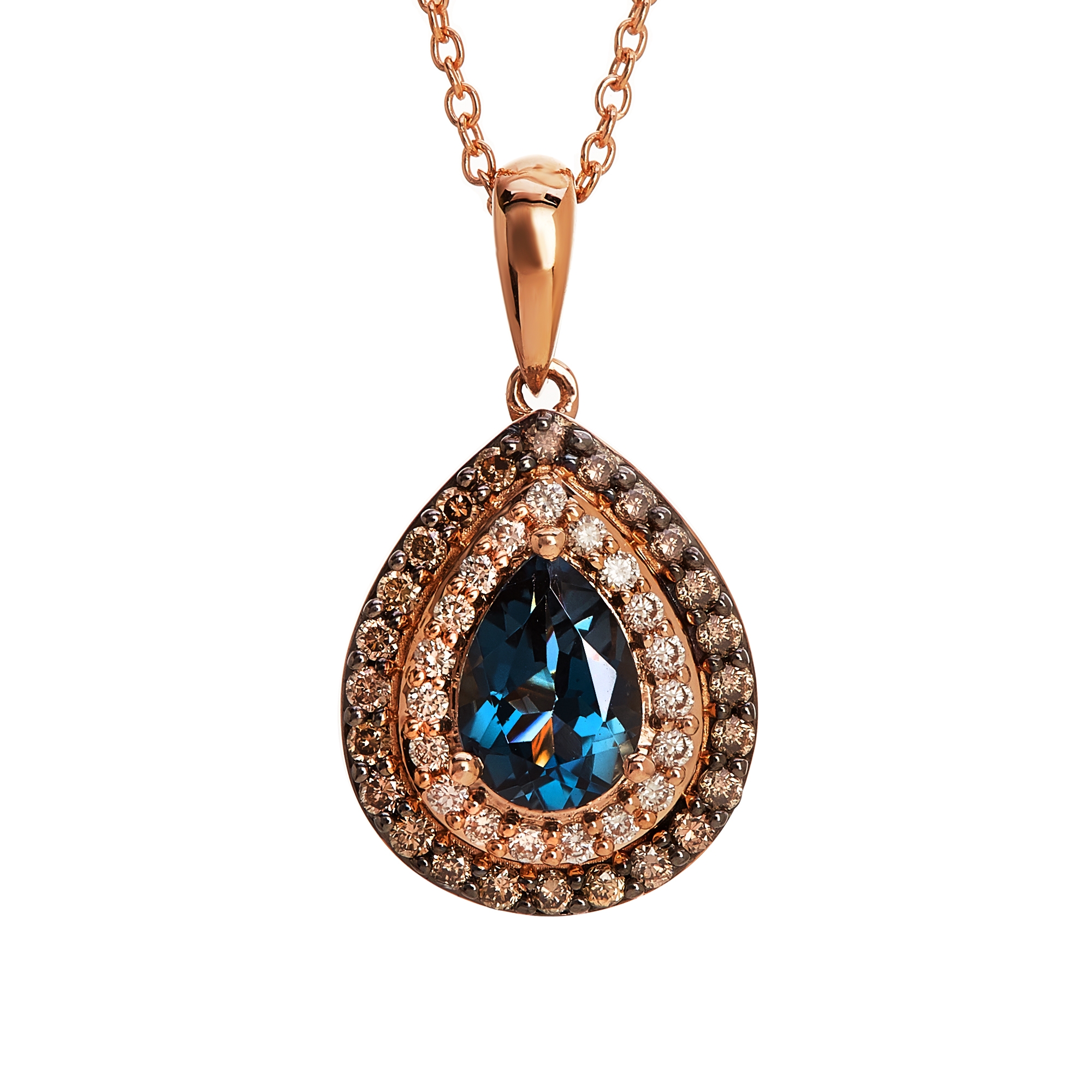 Le Vian .700 Ctw Blue Topaz Pendant 14kt Strawberry Gold