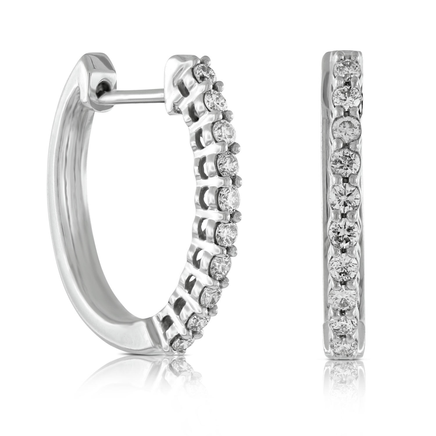 17MM Oval Diamond Hoop Earrings 14K, 1/3 ctw.