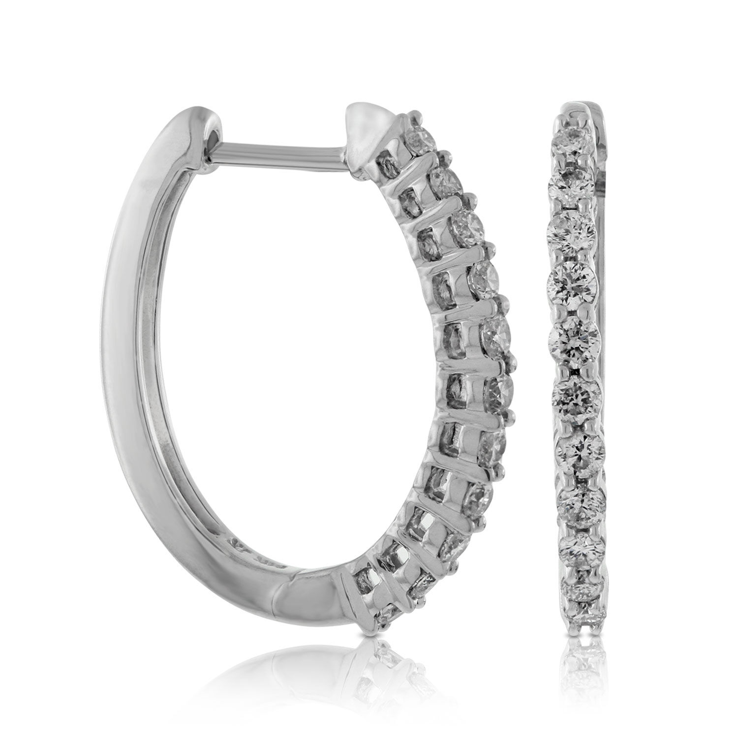 20MM Oval Diamond Hoop Earrings 14K, 1/2 ctw.