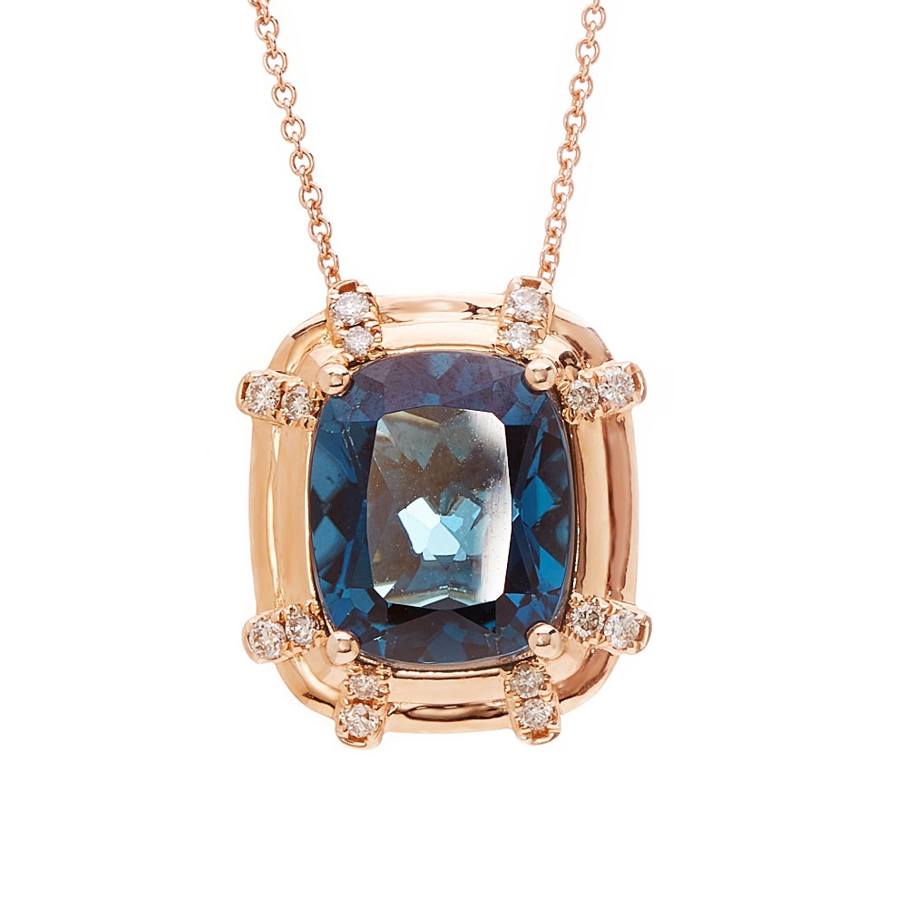 Le Vian 14k Strawberry Gold Blue Topaz Pendant