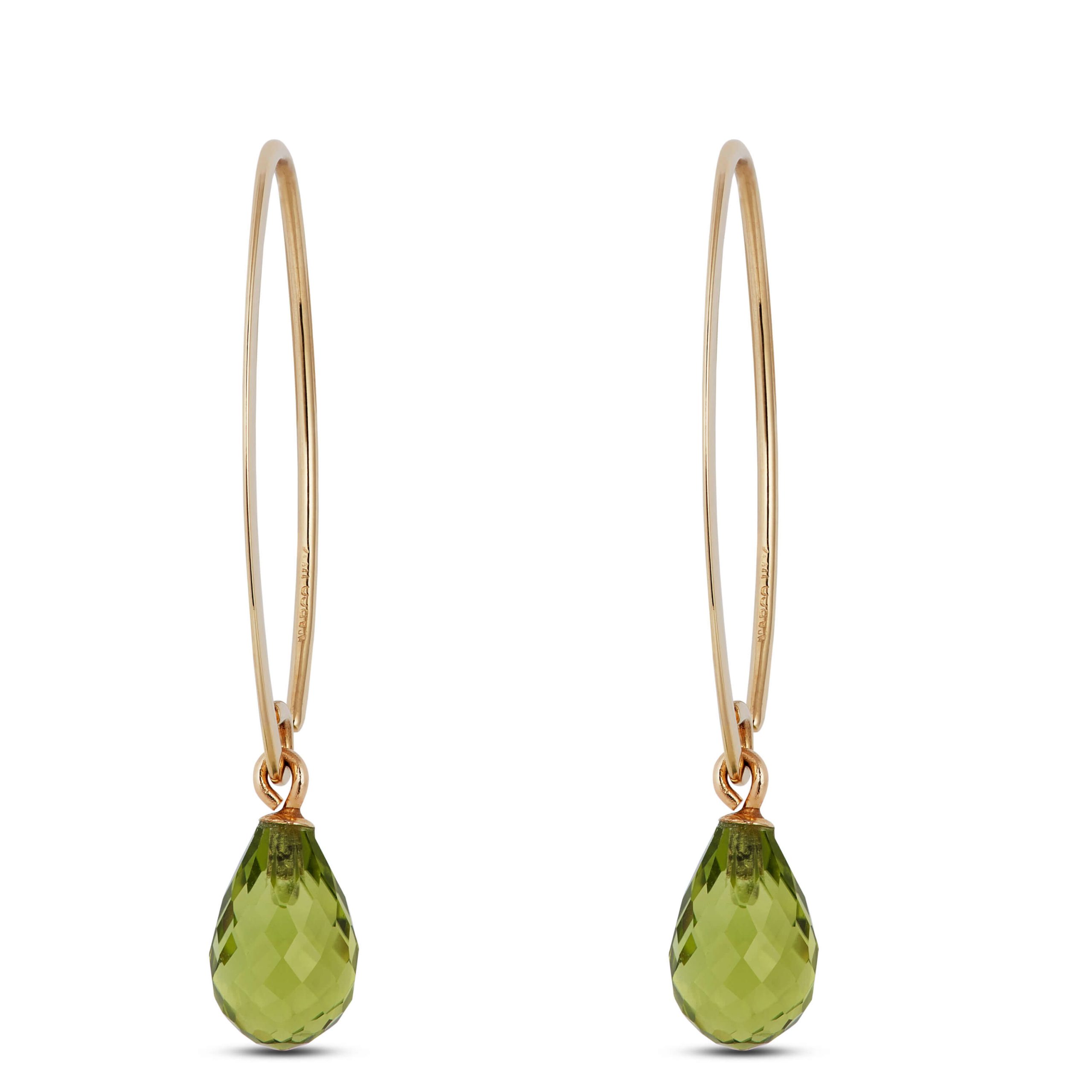 Peridot Drop Earrings 14K