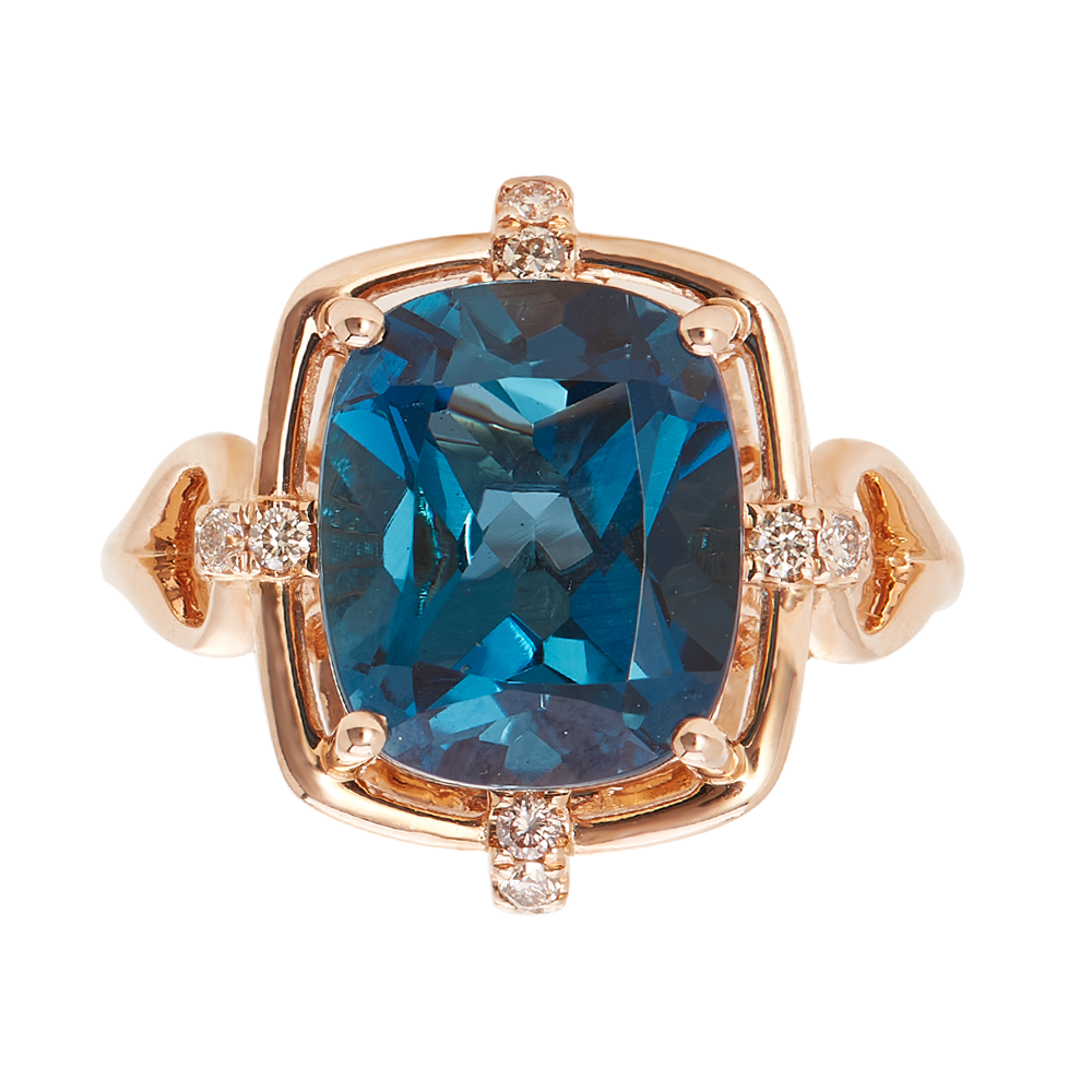 Le Vian 14k Strawberry Gold Blue Topaz Ring