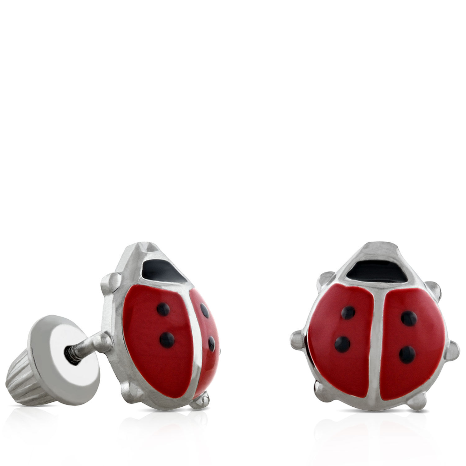 Baby Ladybug Earrings in Silver