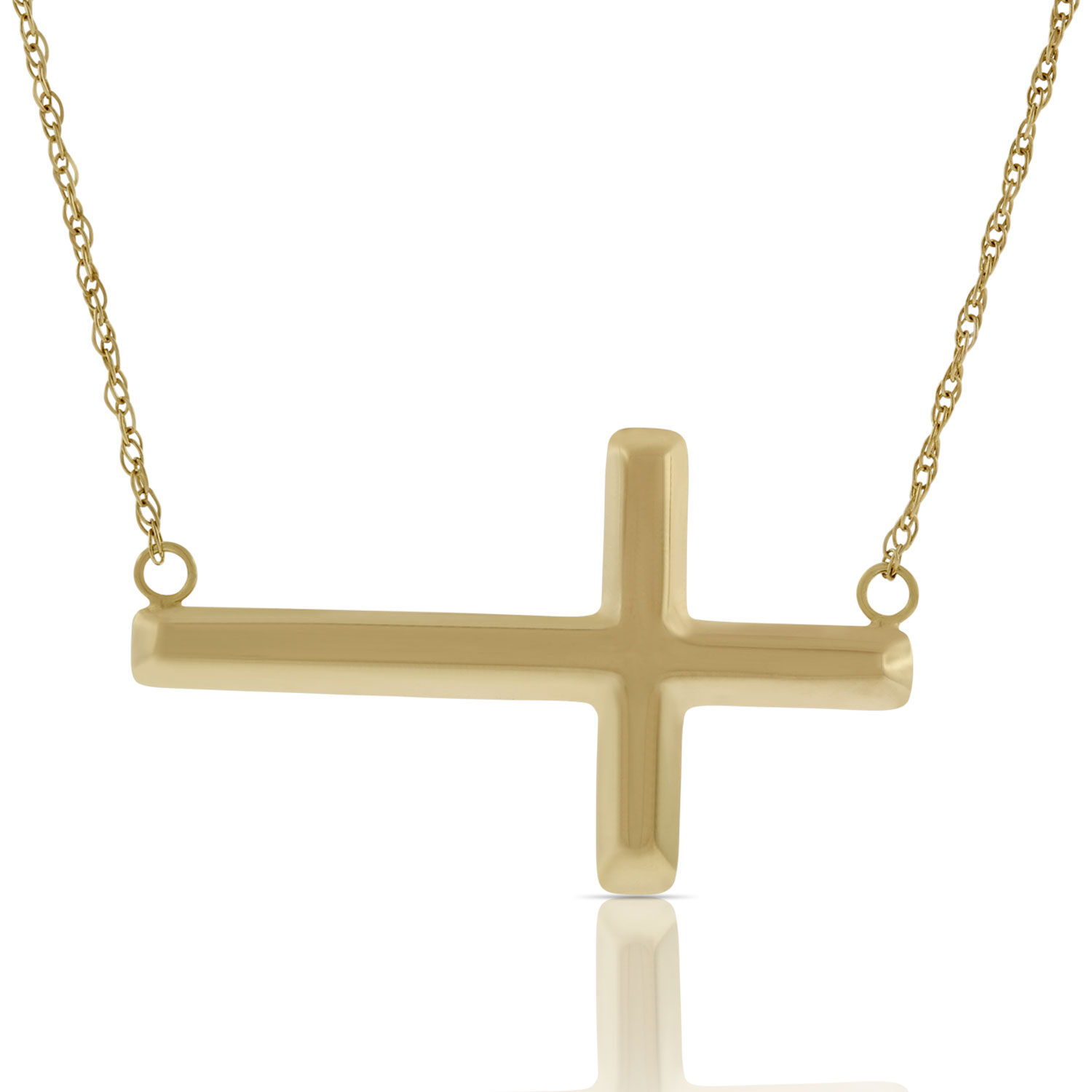 Sideways Cross Necklace 14K