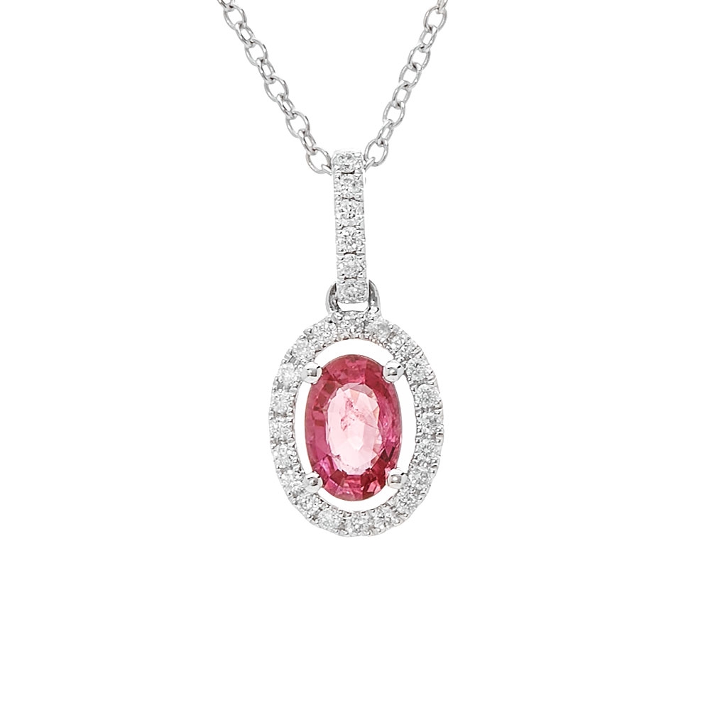 LE VIAN RUBY AND DIAMOND PENDANT SET IN VANILLA GOLD .09 CARAT