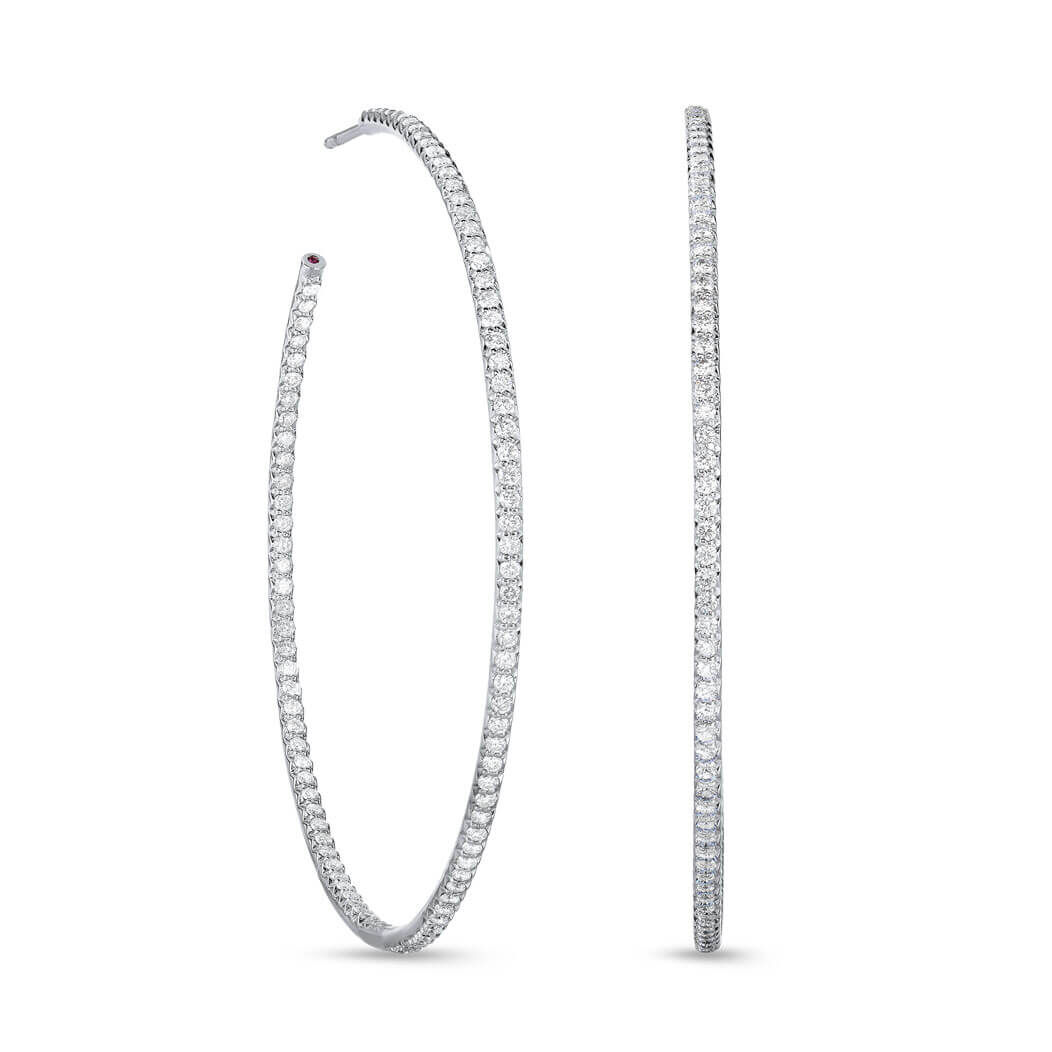 Roberto Coin 18k White Gold Xxlarge Inside Outside Open The Perfect Diamond Hoop® Earrings