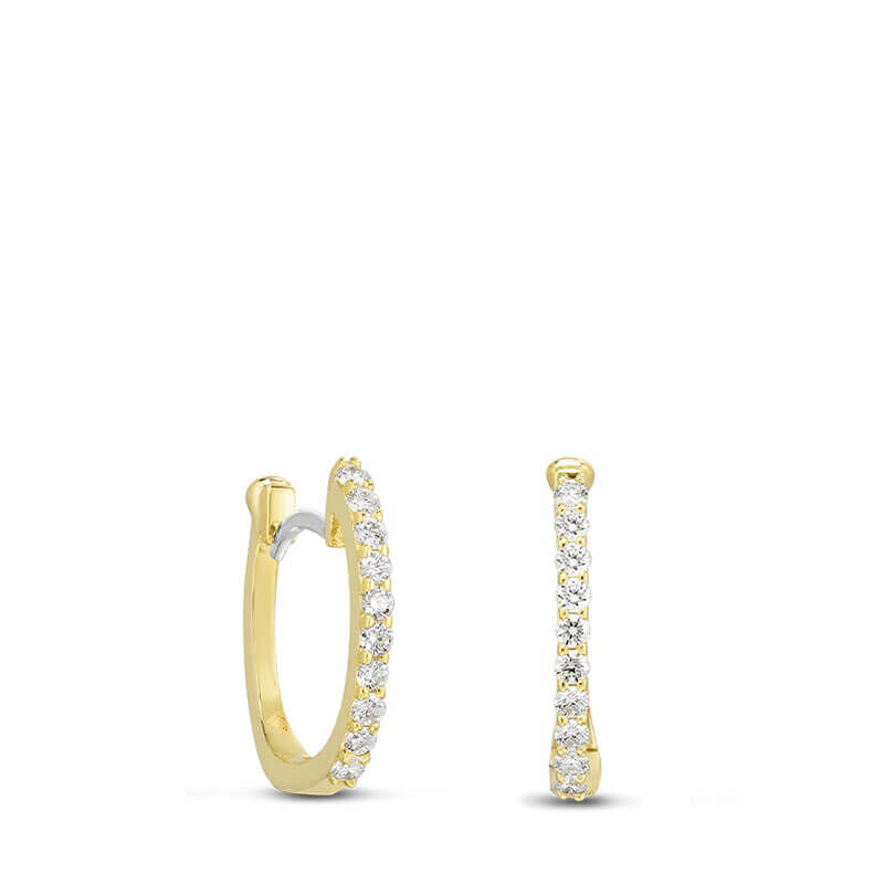 Roberto Coin Huggie Perfect Diamond Hoop Earrings 18K