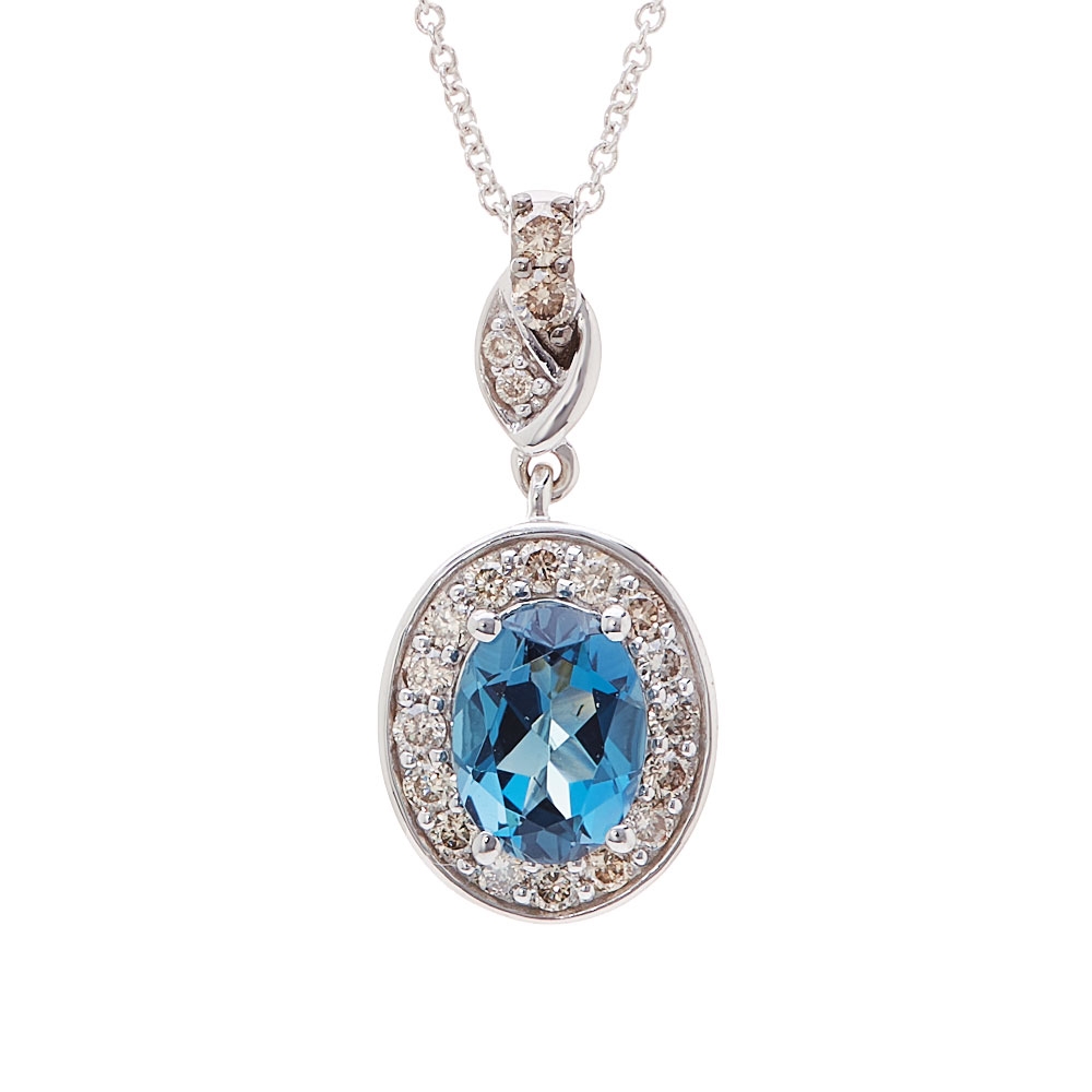 Le Vian Blue Topaz Necklace 14kt Vanilla Gold