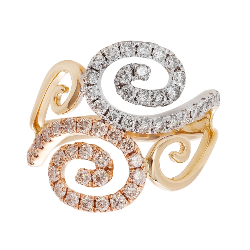 LE VIAN 14 KARAT TRI COLOR DIAMOND RING .96 CARAT