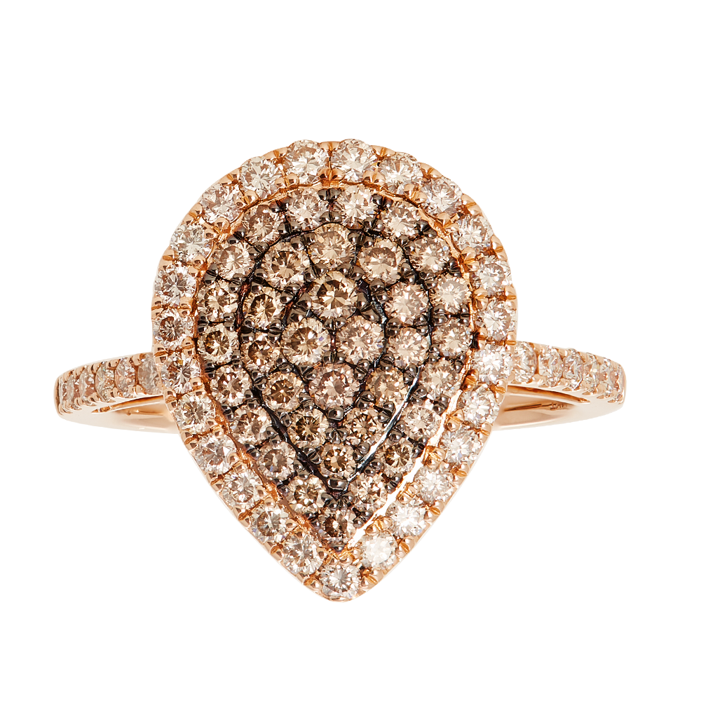 LE VIAN 14 KARAT ROSE GOLD DIAMOND CLUSTER PEAR SHAPE 1.14 CARAT