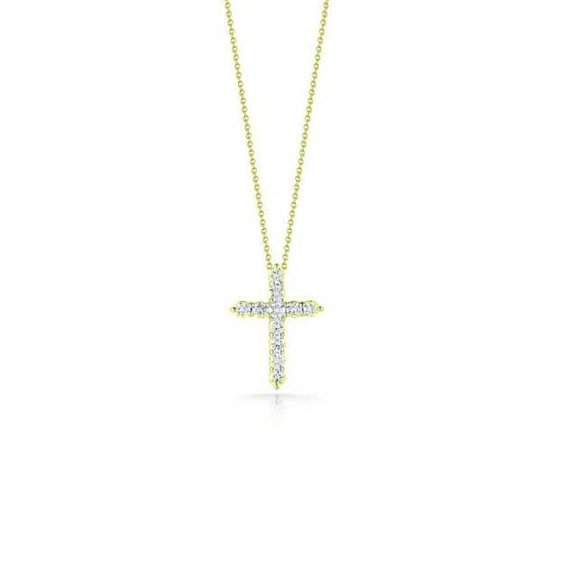 Roberto Coin Tiny Treasures Diamond Cross Necklace 18K