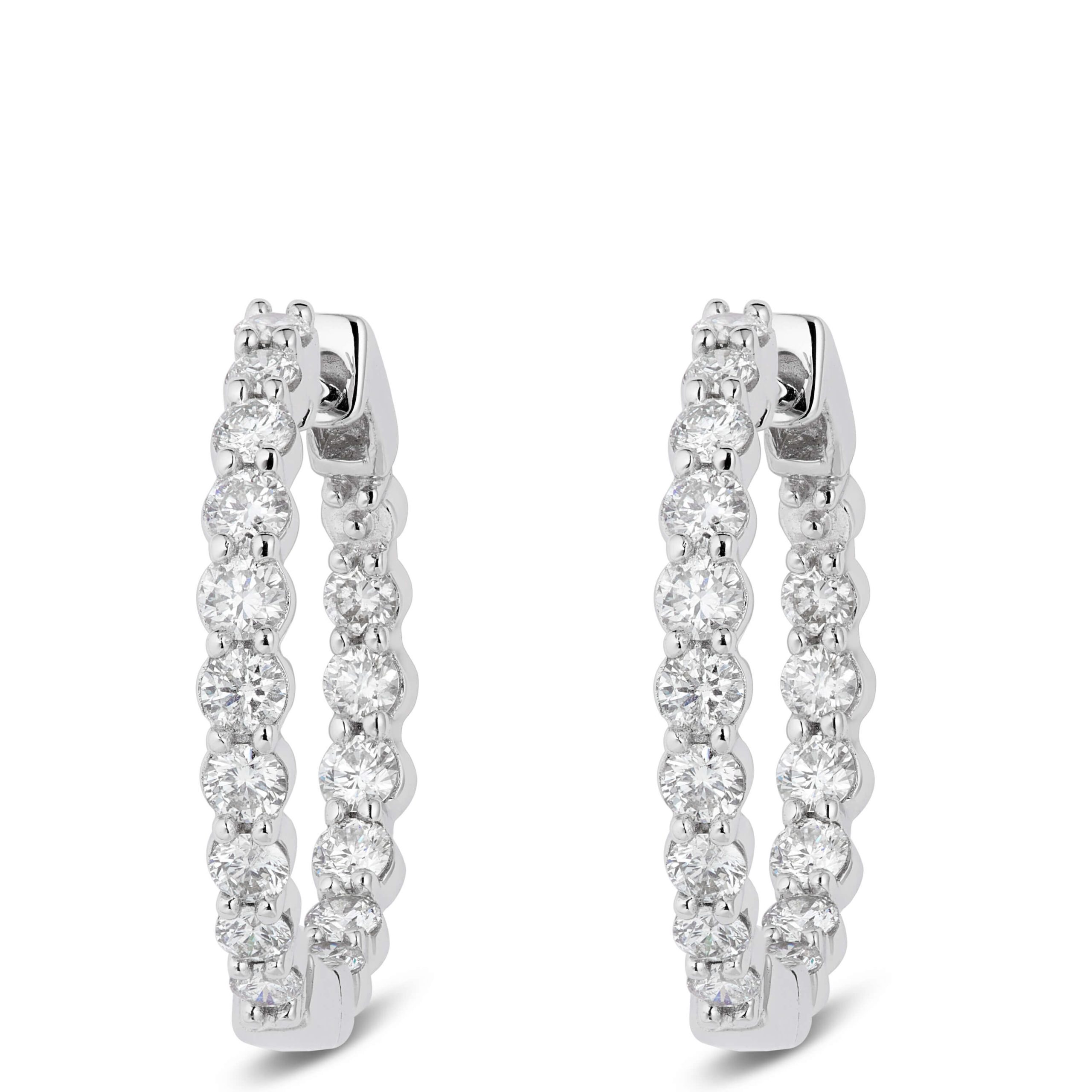 18MM Inside Out Diamond Hoop Earrings 14K, 1 ctw.