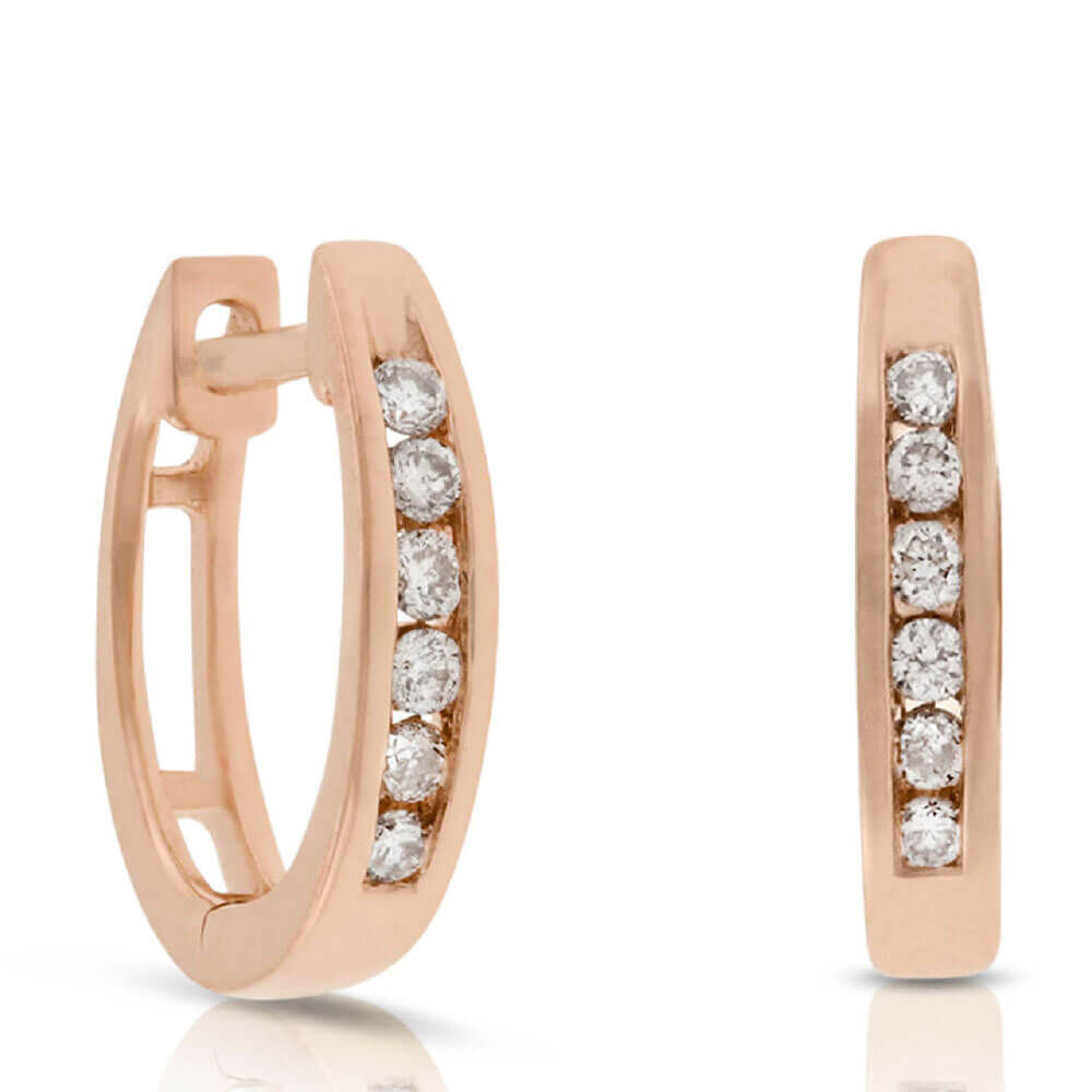 12MM Diamond Hoop Earring, 14K Rose Gold, 1/10 ctw.
